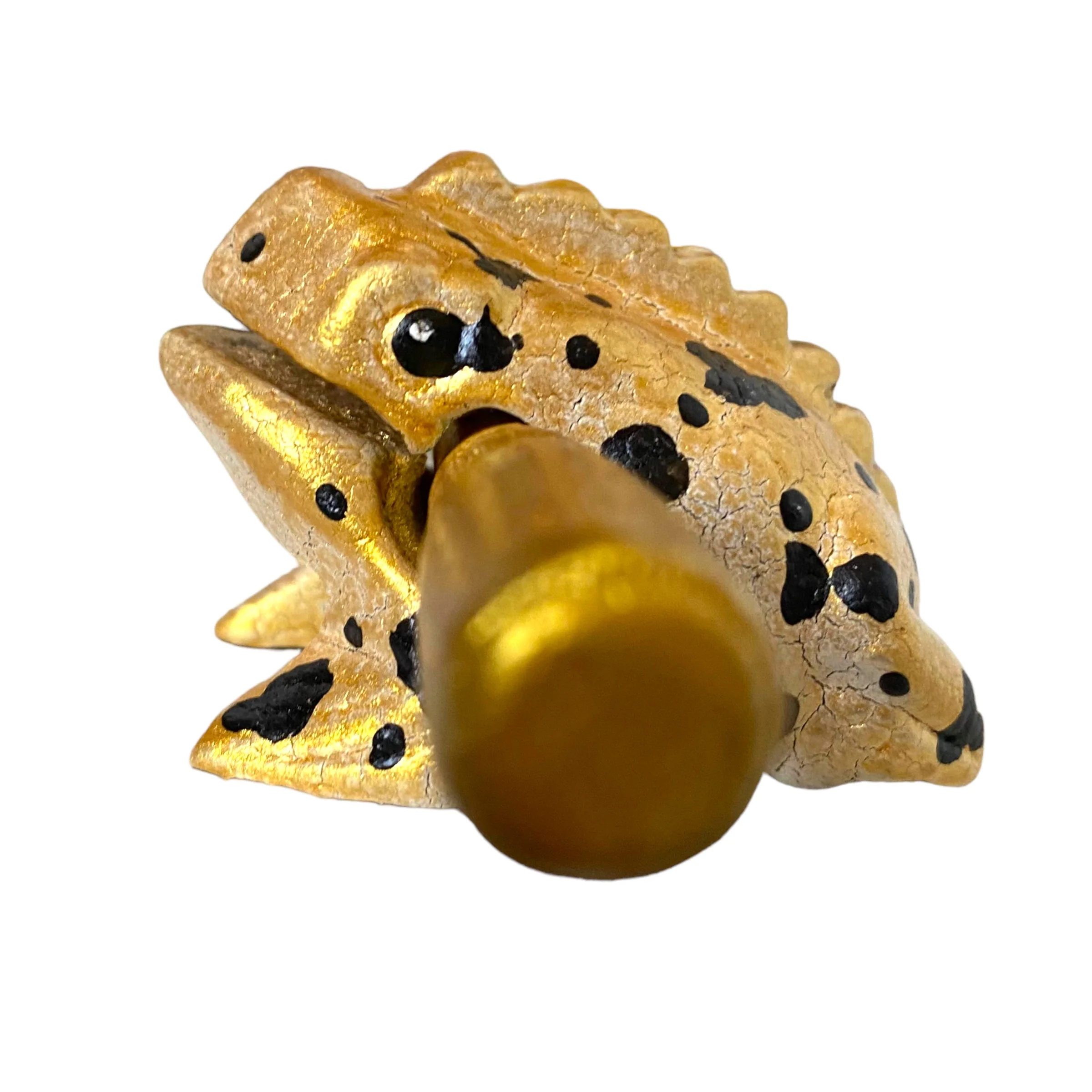 1.5" Wooden Musical Frog - Egyptian Golden Design (Percussion Instrument) - Image 2