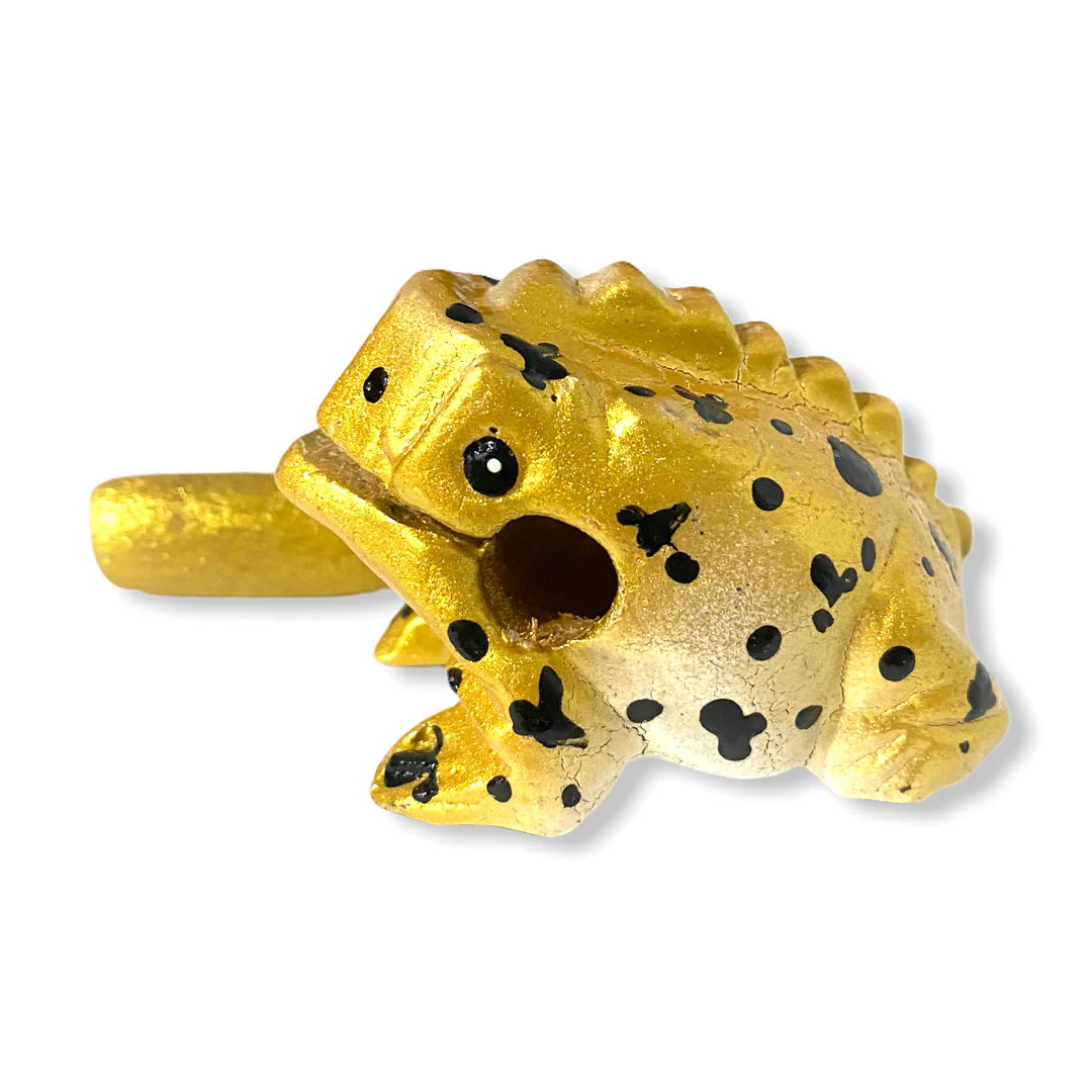 1.5" Wooden Musical Frog - Egyptian Golden Design (Percussion Instrument) - Image 5