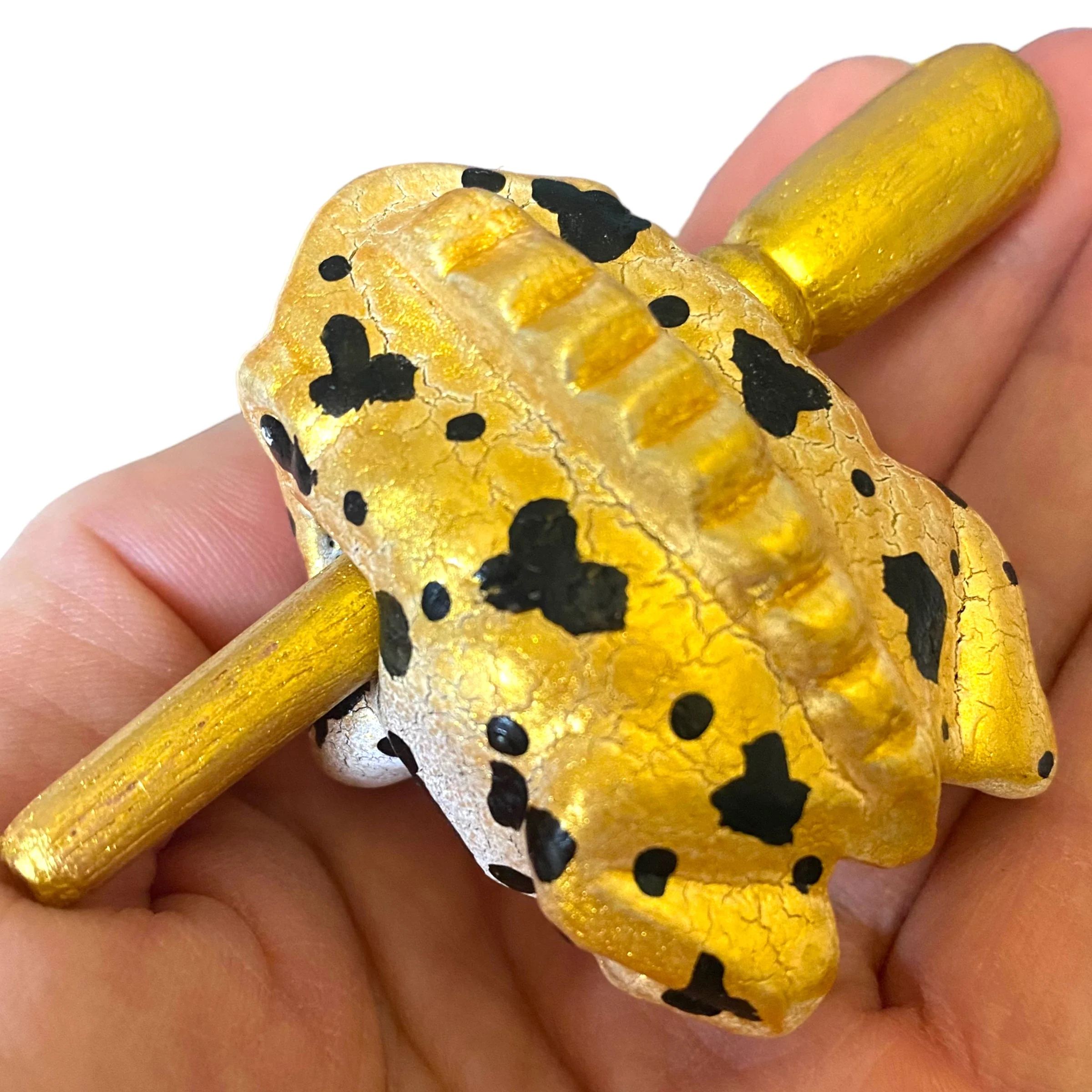 1.5" Wooden Musical Frog - Egyptian Golden Design (Percussion Instrument) - Image 6