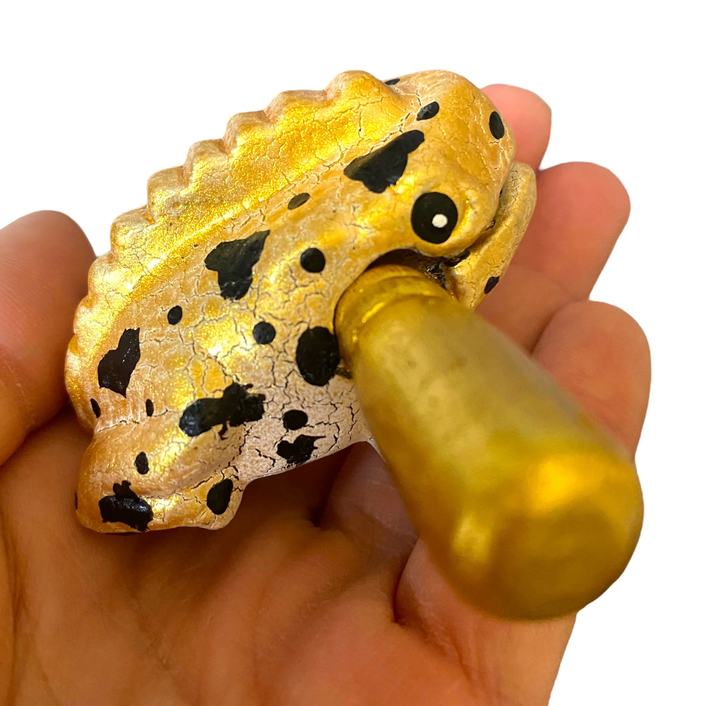 1.5" Wooden Musical Frog - Egyptian Golden Design (Percussion Instrument) - Image 7