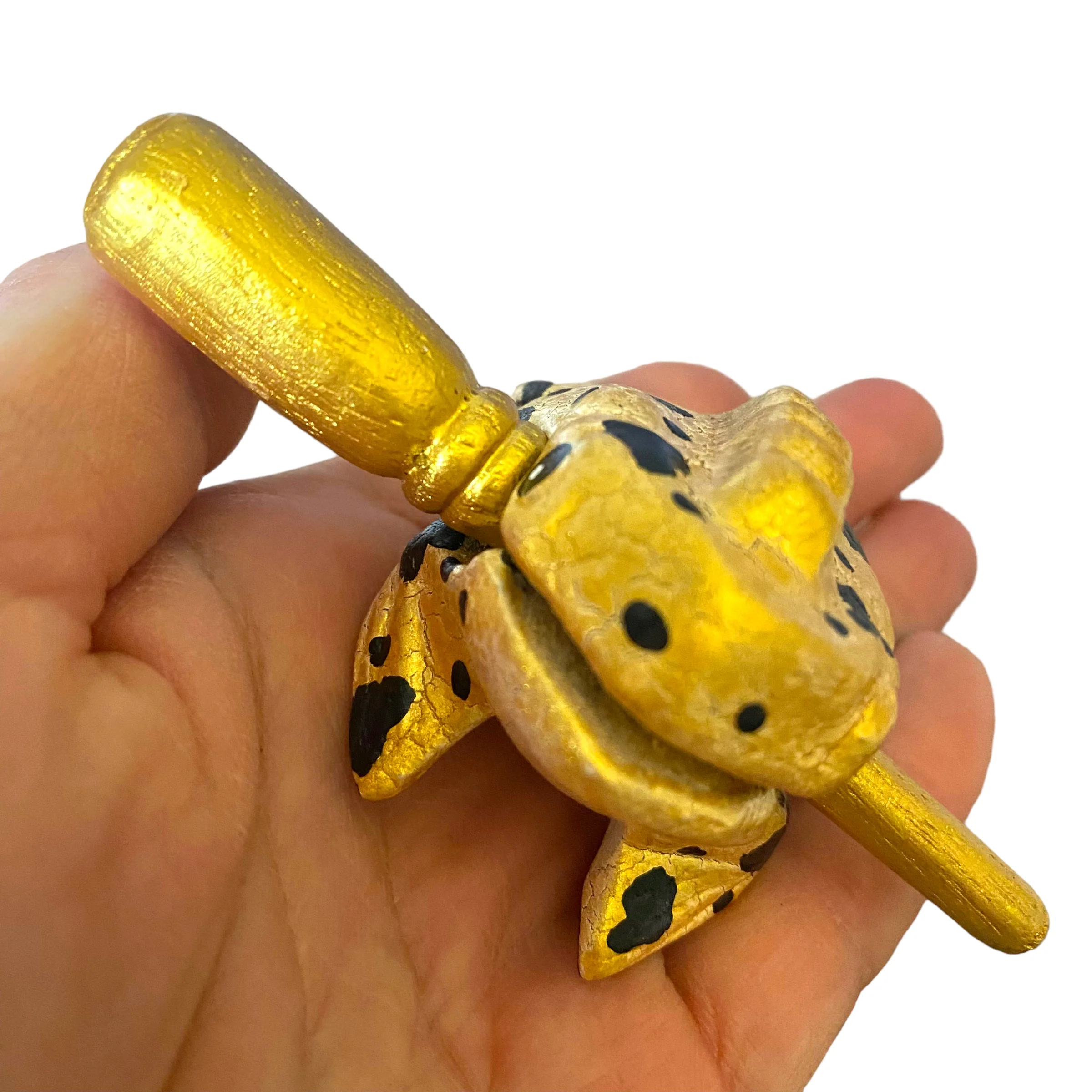 1.5" Wooden Musical Frog - Egyptian Golden Design (Percussion Instrument) - Image 8