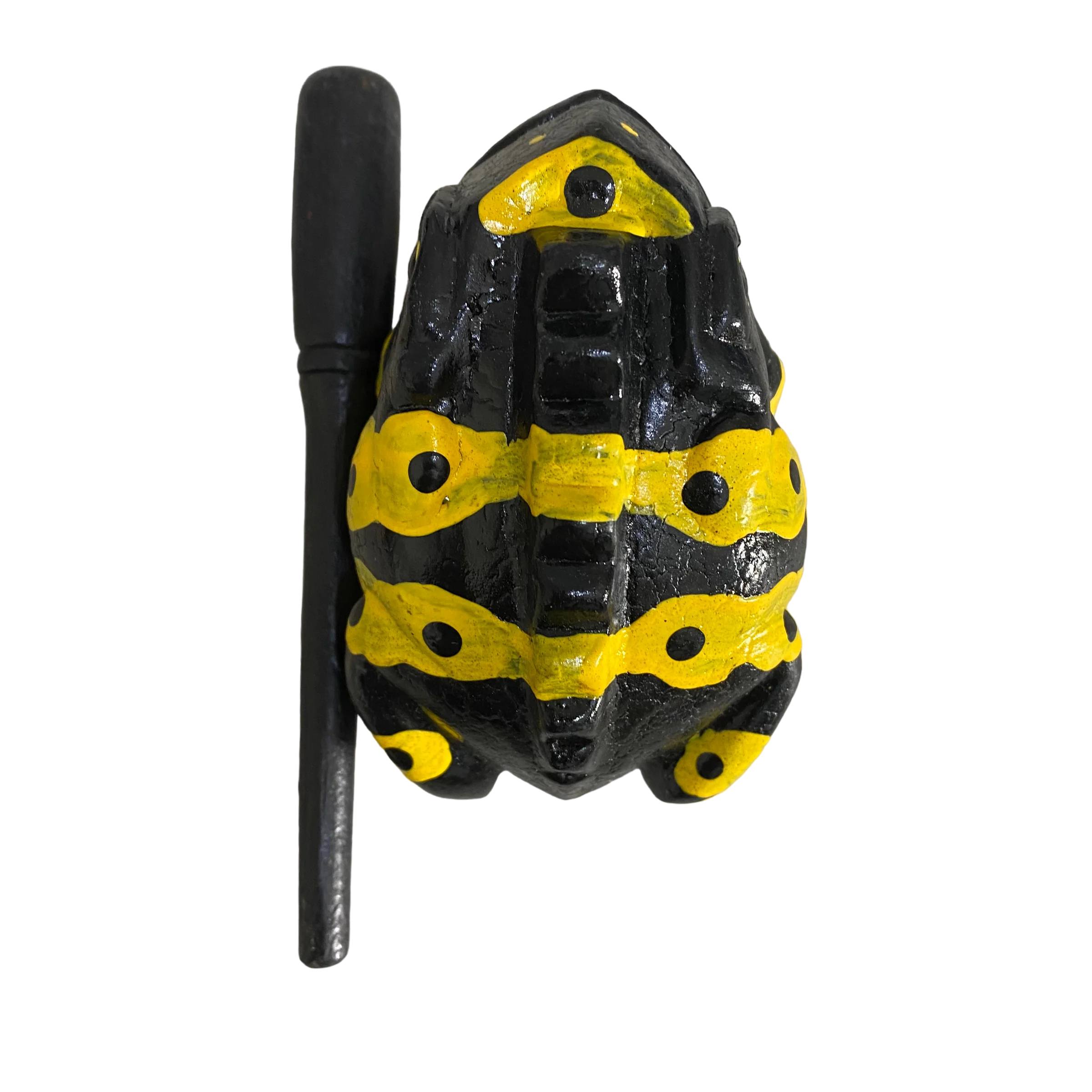 1.5" Wooden Musical Frog - Yellow Dart Design (Percussion Instrument) - Image 4