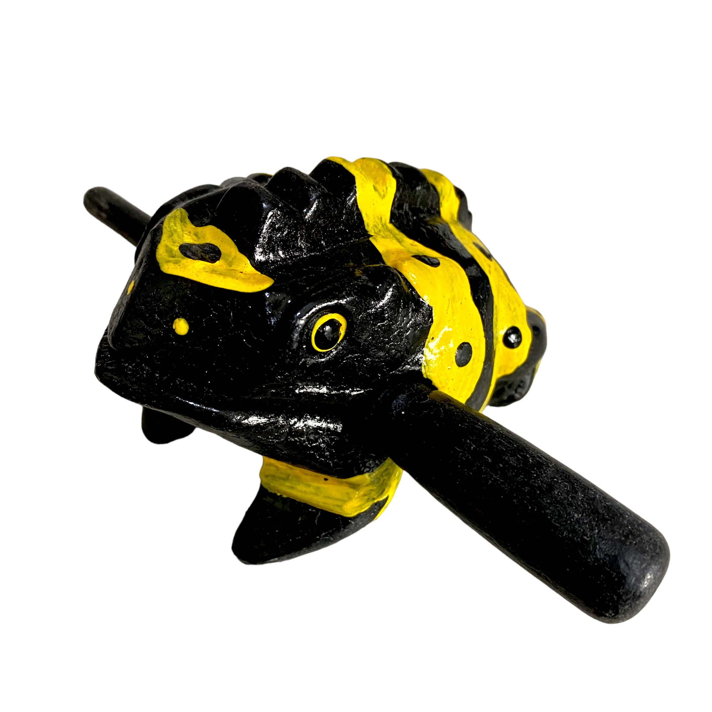 1.5" Wooden Musical Frog - Yellow Dart Design (Percussion Instrument) - Image 5