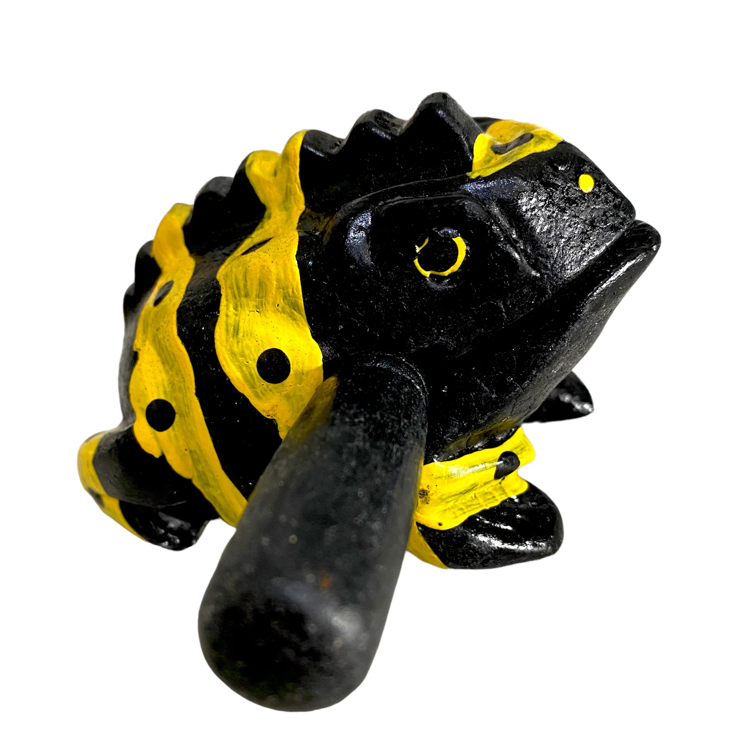 1.5" Wooden Musical Frog - Yellow Dart Design (Percussion Instrument) - Image 6