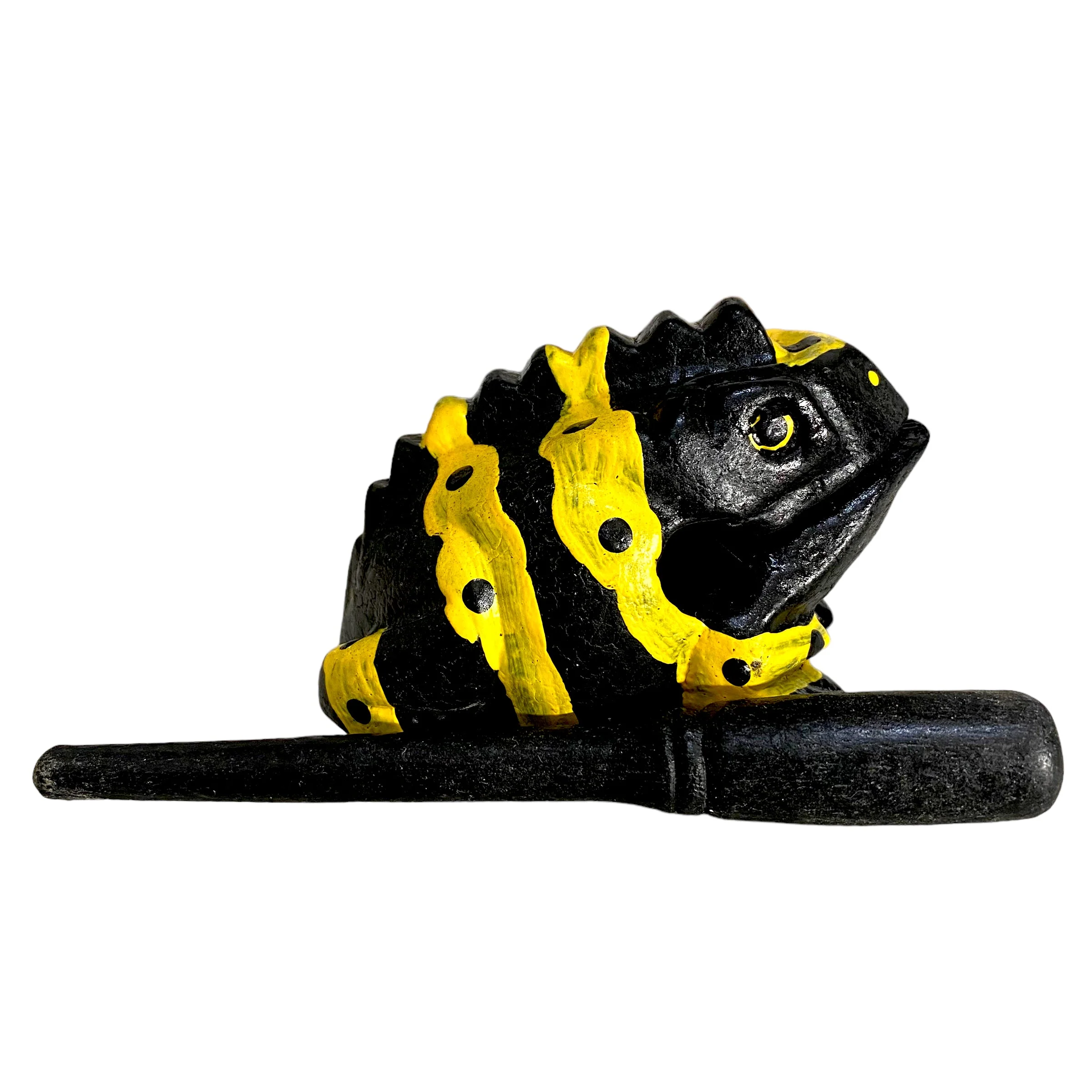 1.5" Wooden Musical Frog - Yellow Dart Design (Percussion Instrument) - Image 7