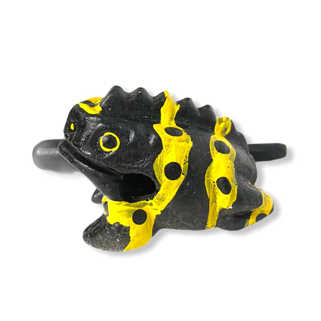 1.5" Wooden Musical Frog - Yellow Dart Design (Percussion Instrument) - Image 8