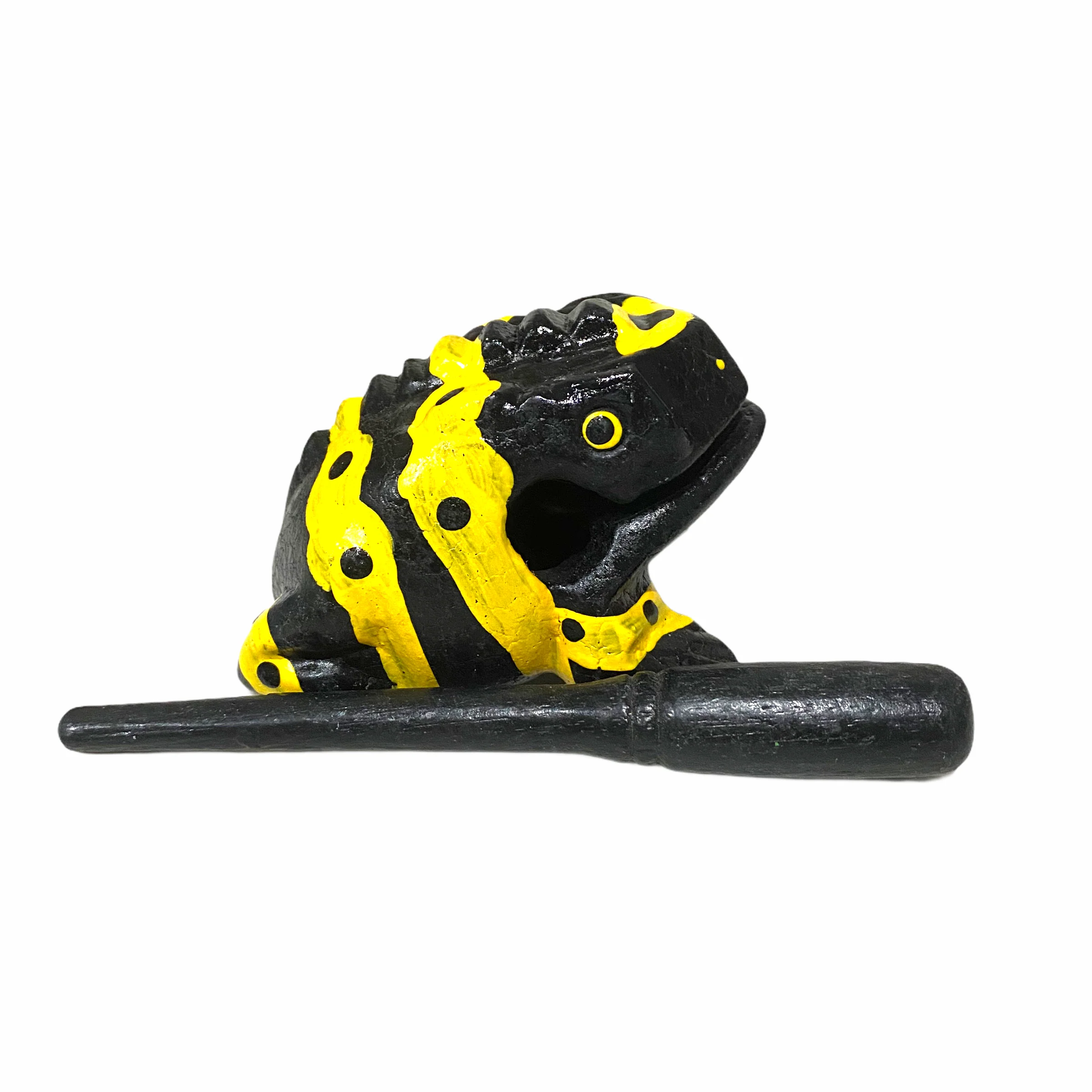 1.5" Wooden Musical Frog - Yellow Dart Design (Percussion Instrument) - Image 9