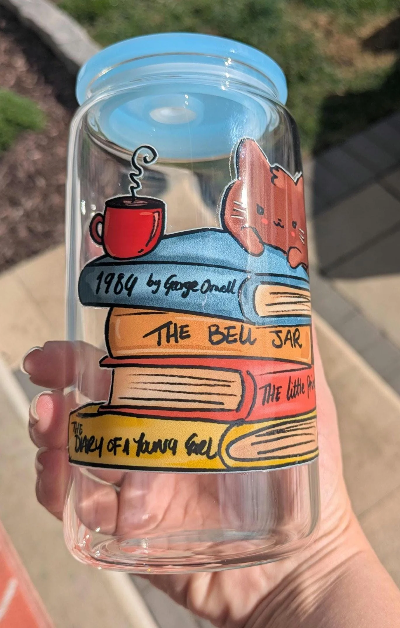 Tumbler: 16oz Travel Mug, Glass Mug, Book lover gift - Image 3