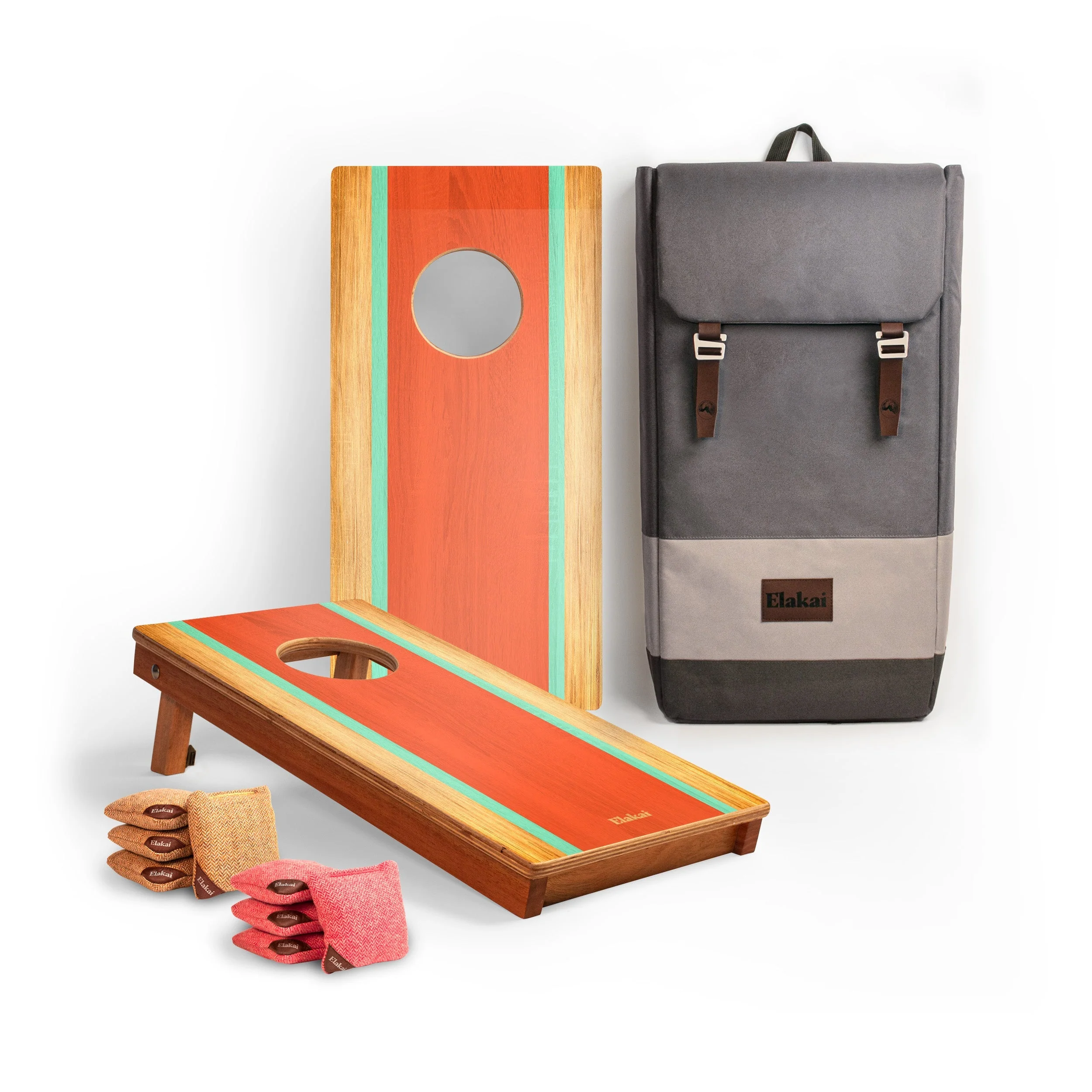 1ft x 2ft Graphic Wood Travel Cornhole Set | Classic Beach Stripes Collection - Image 4