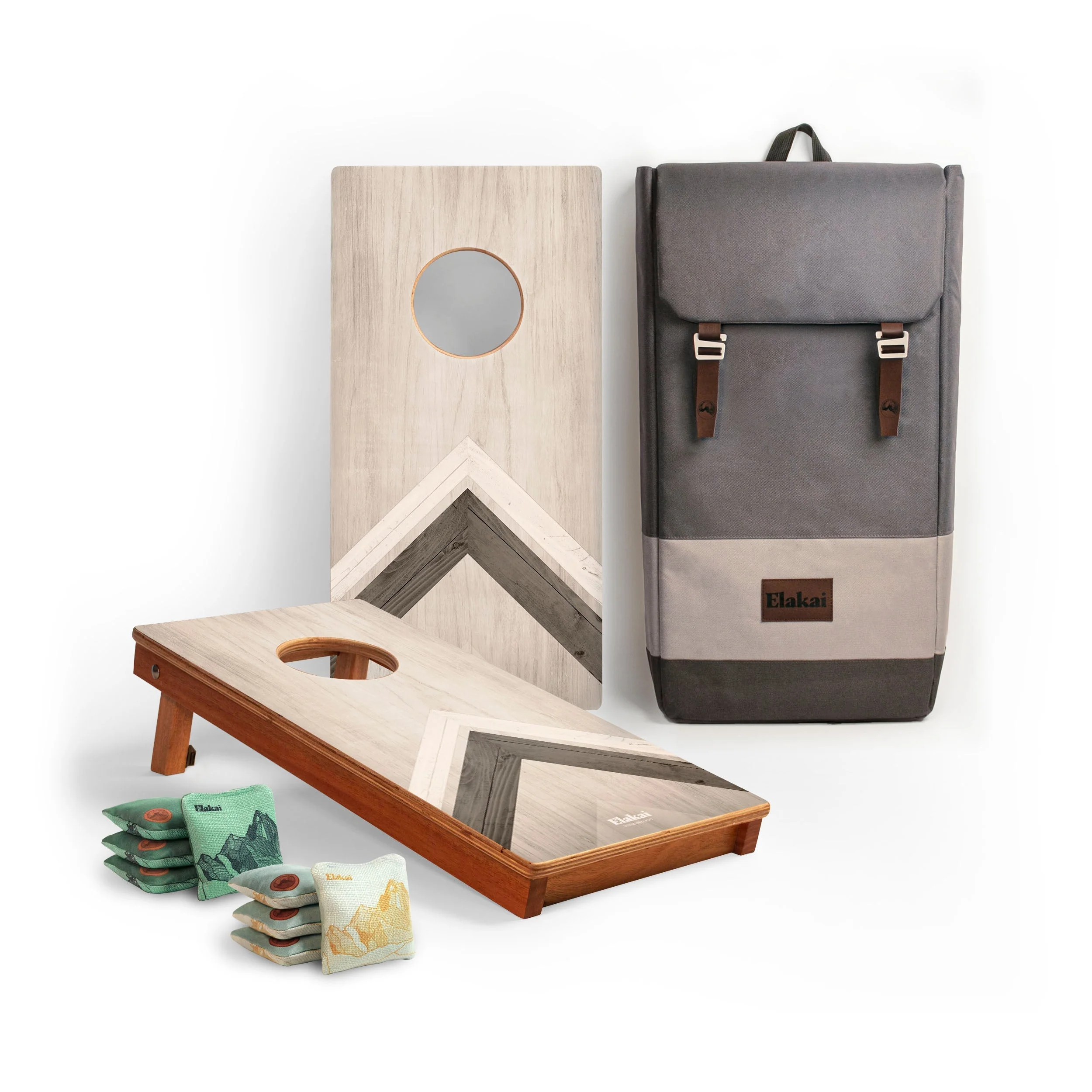 1ft x 2ft Graphic Wood Travel Cornhole Set | Modern Angle Collection - Image 4