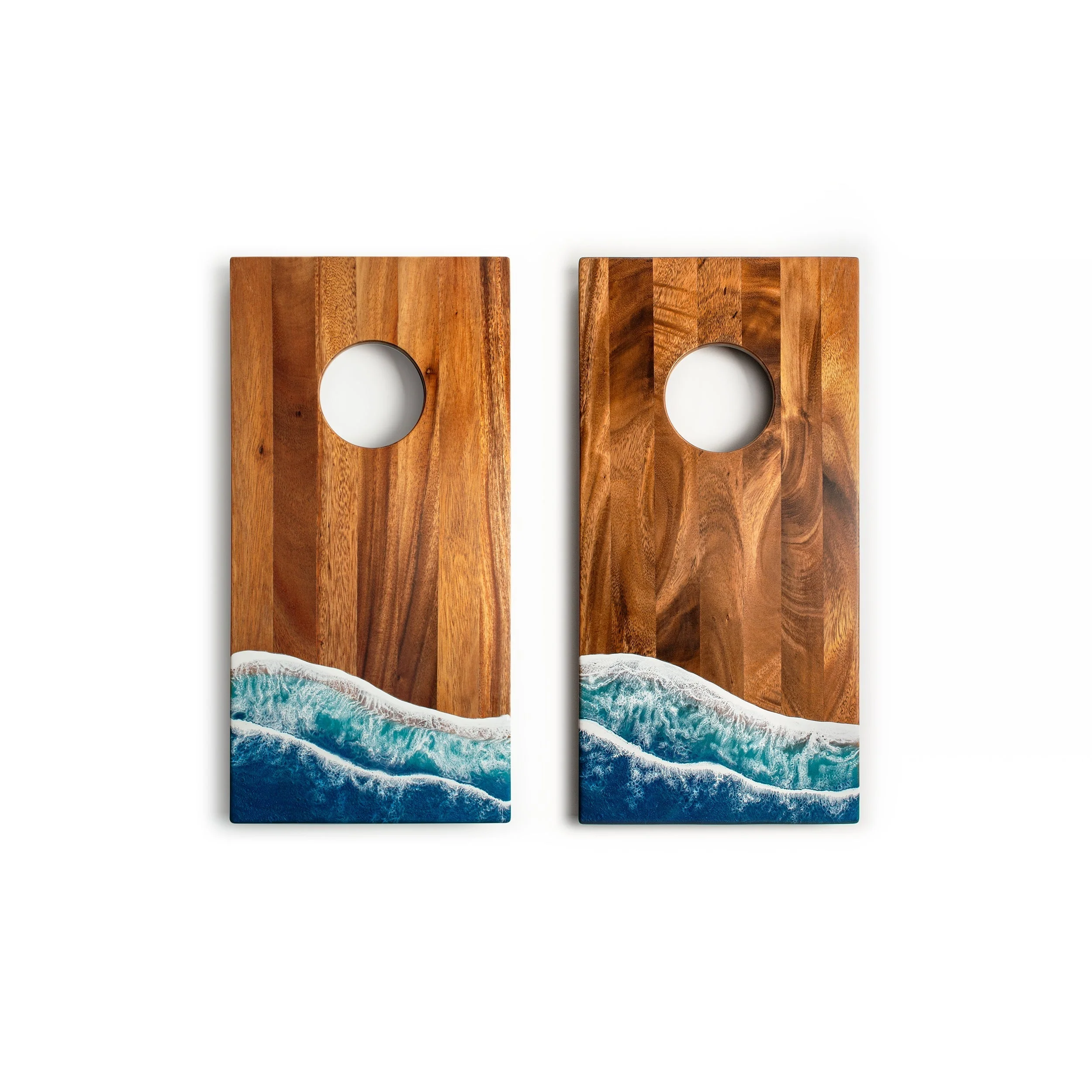 1ft x 2ft Resin & Wood Travel Cornhole Set | Beach Wave - Image 2