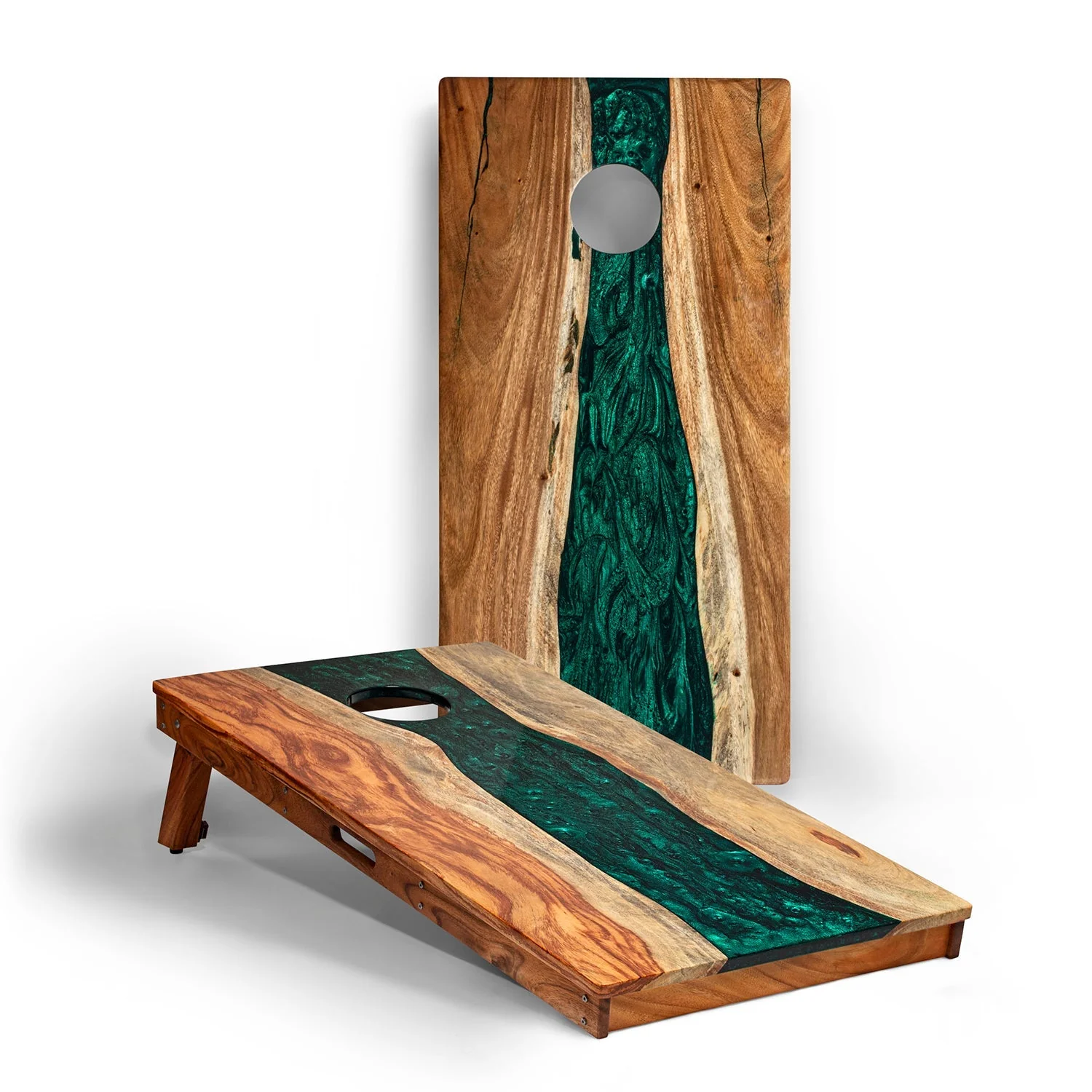 2ft x 4ft Resin & Wood Classic Cornhole Set | Live Edge River Collection - Image 11