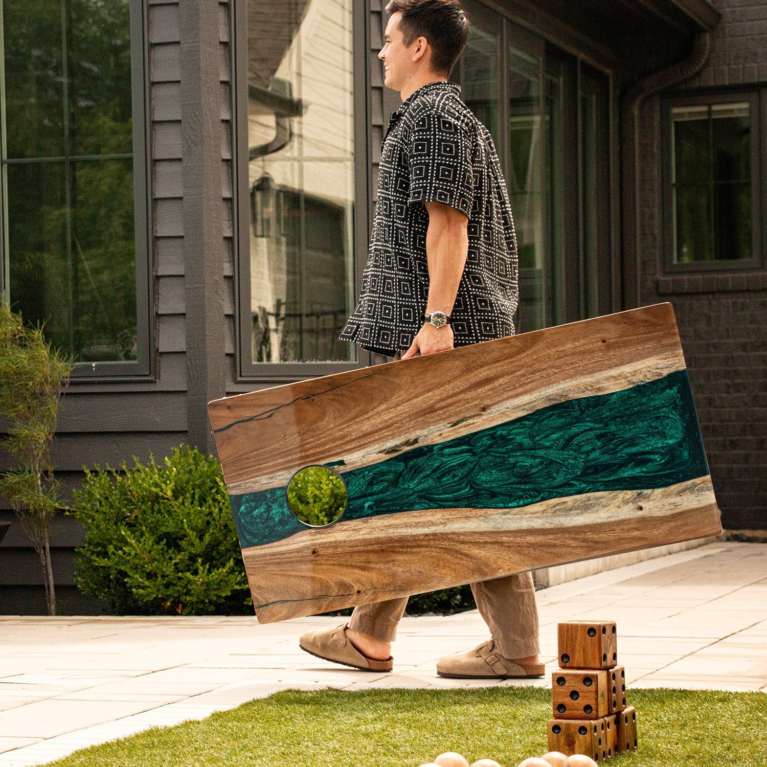2ft x 4ft Resin & Wood Classic Cornhole Set | Live Edge River Collection - Image 16