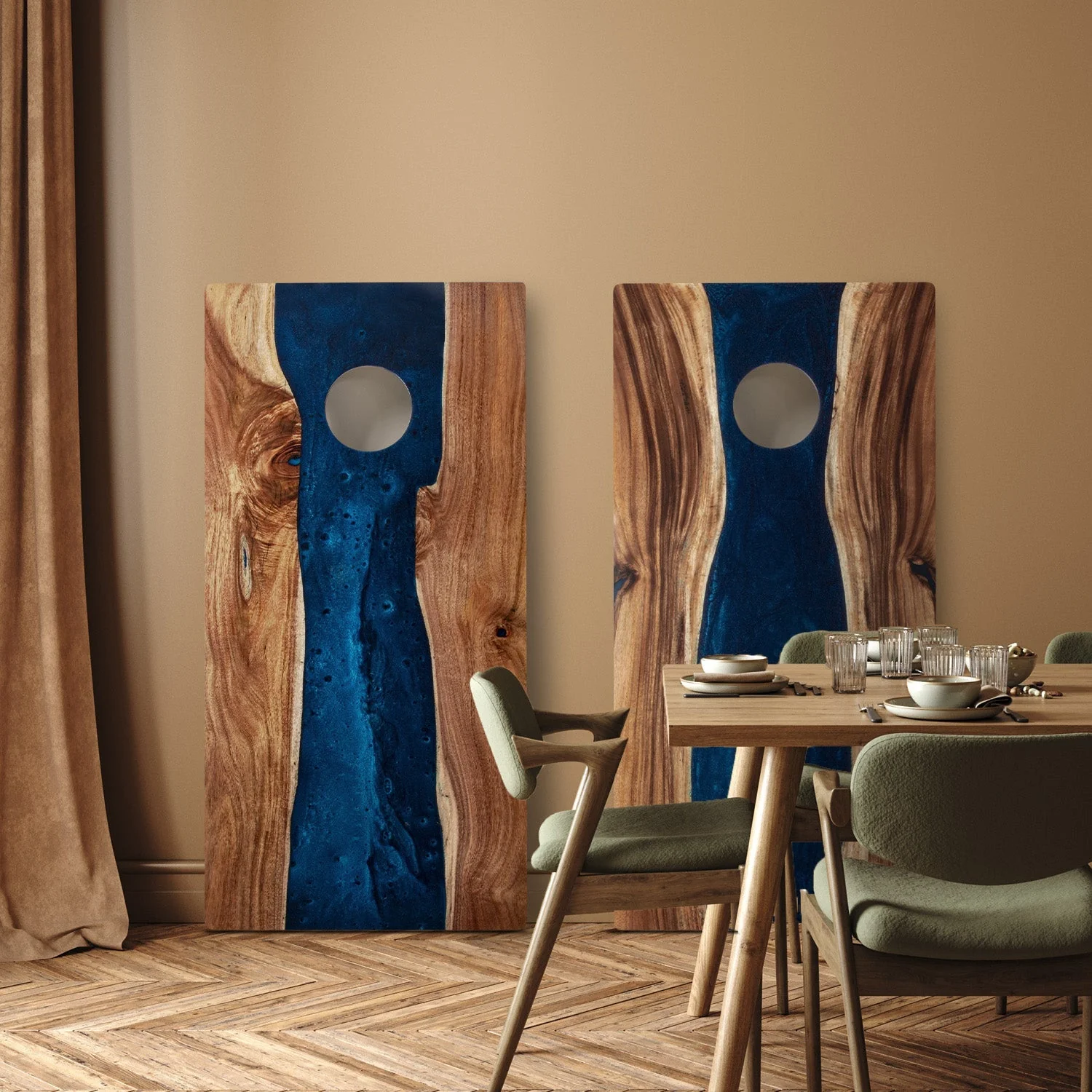 2ft x 4ft Resin & Wood Classic Cornhole Set | Live Edge River Collection - Image 2