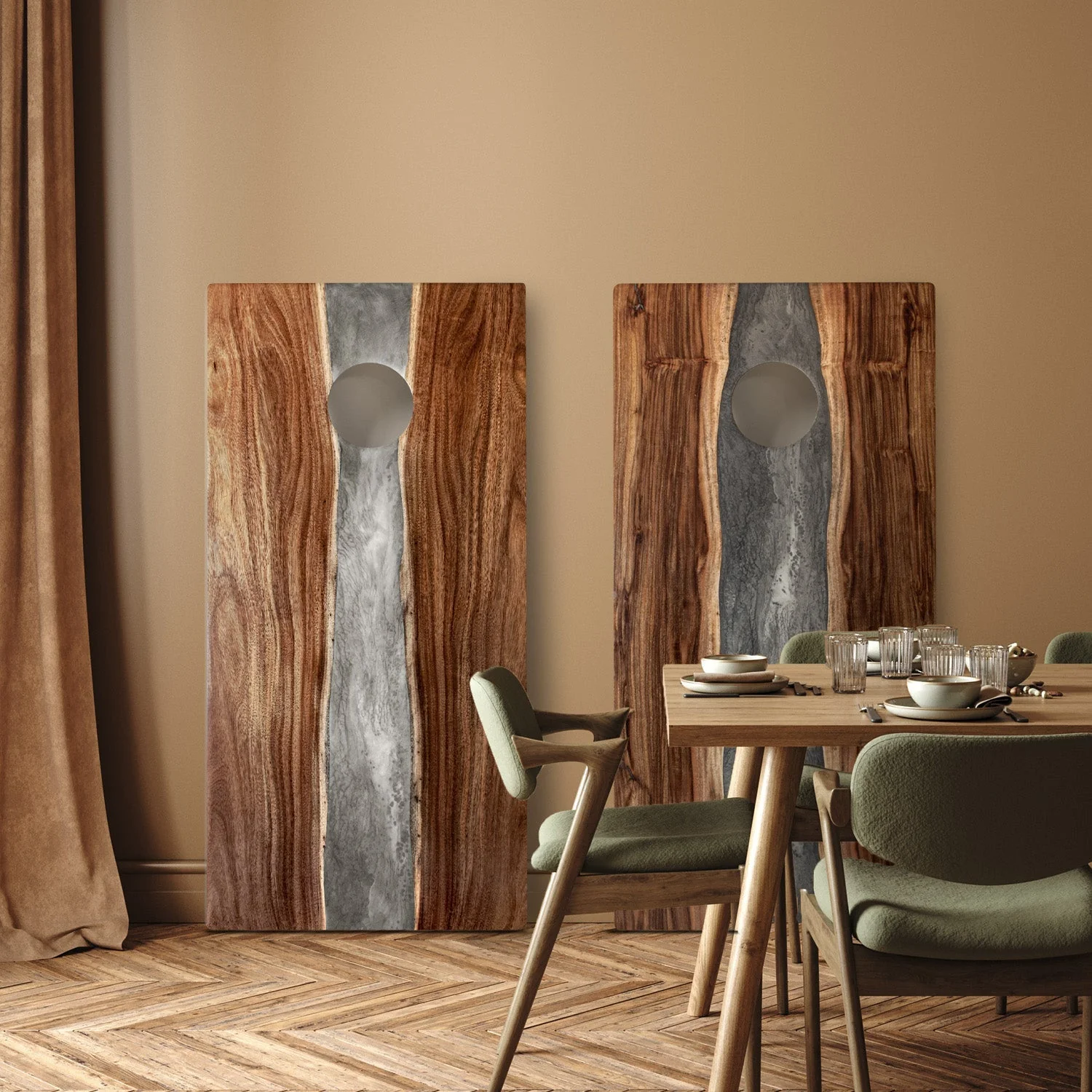 2ft x 4ft Resin & Wood Classic Cornhole Set | Live Edge River Collection - Image 22