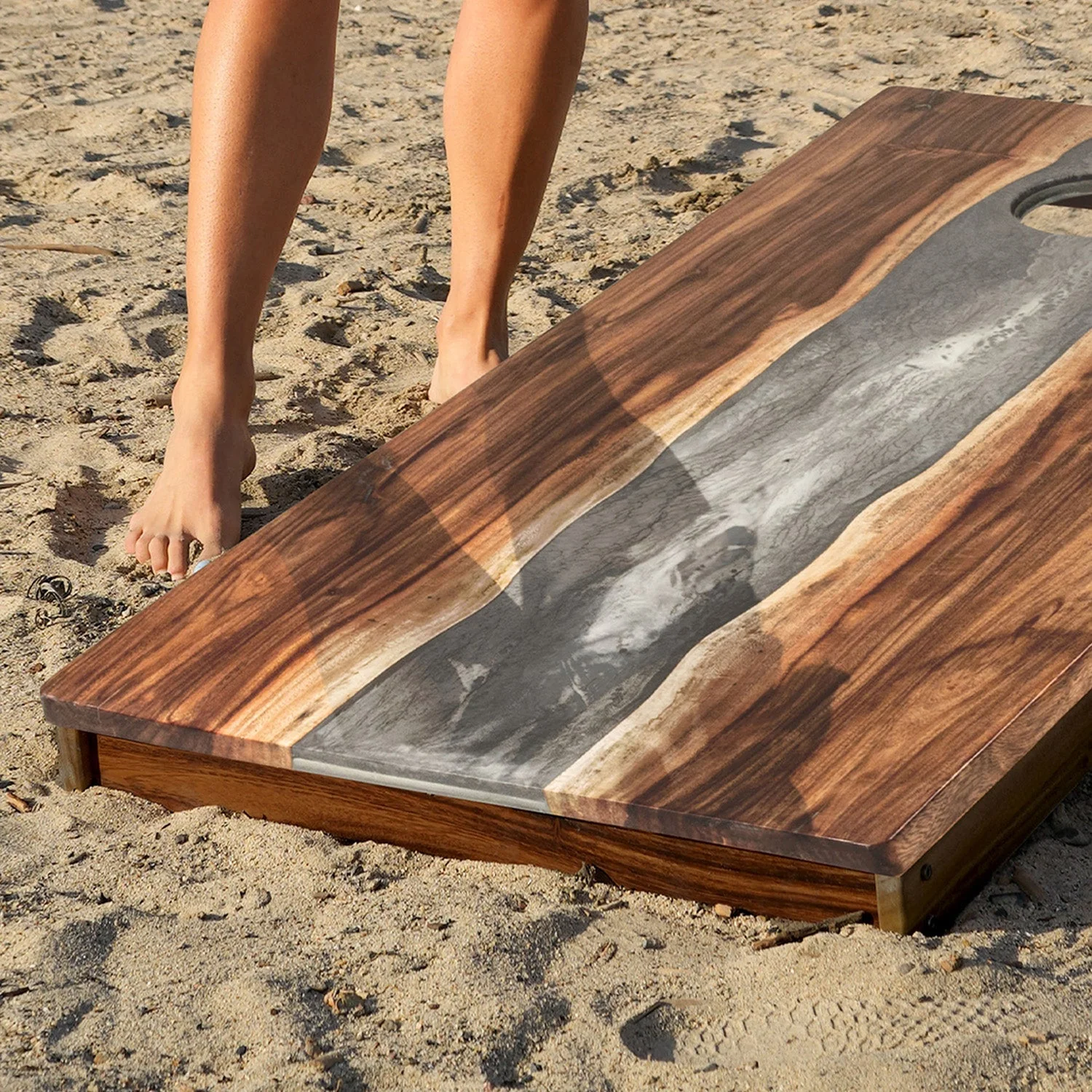 2ft x 4ft Resin & Wood Classic Cornhole Set | Live Edge River Collection - Image 29
