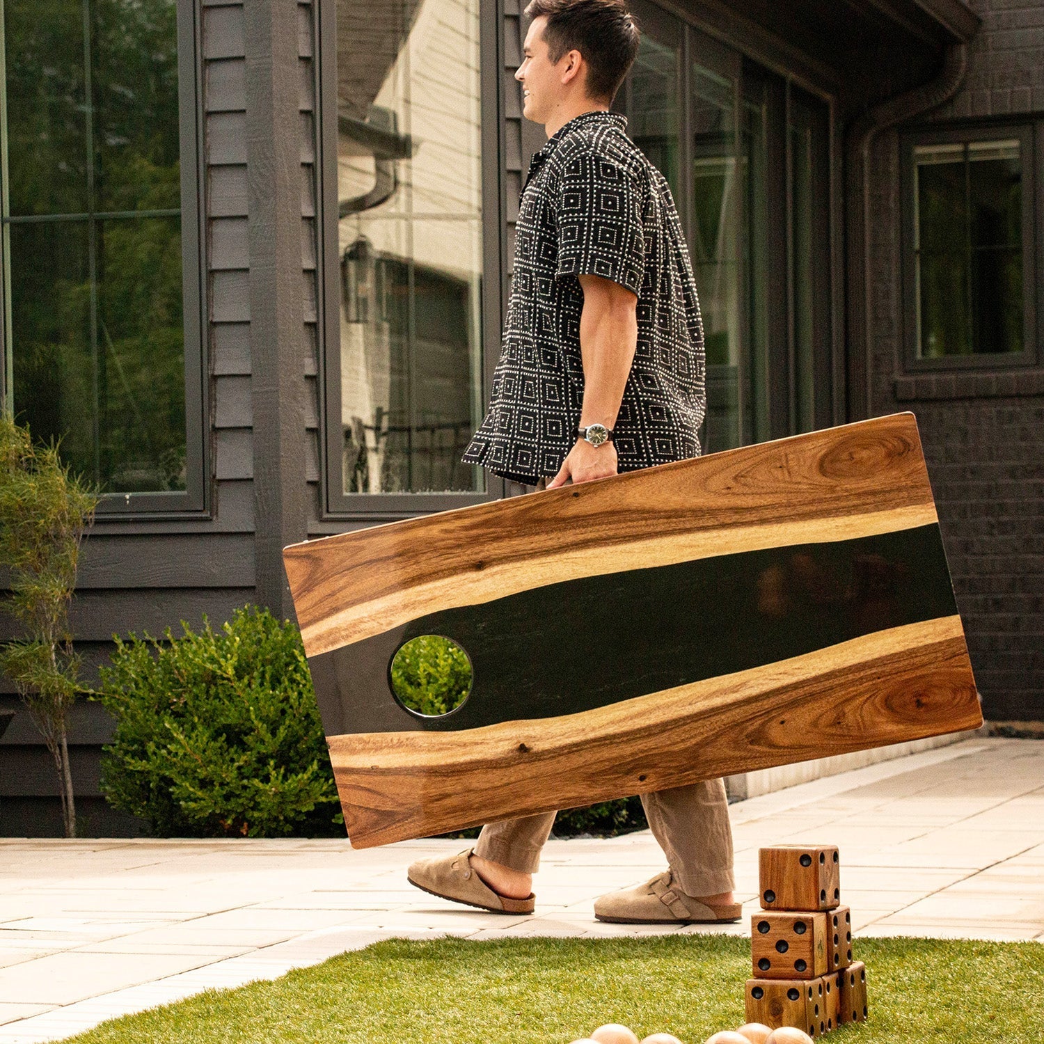 2ft x 4ft Resin & Wood Classic Cornhole Set | Live Edge River Collection - Image 36
