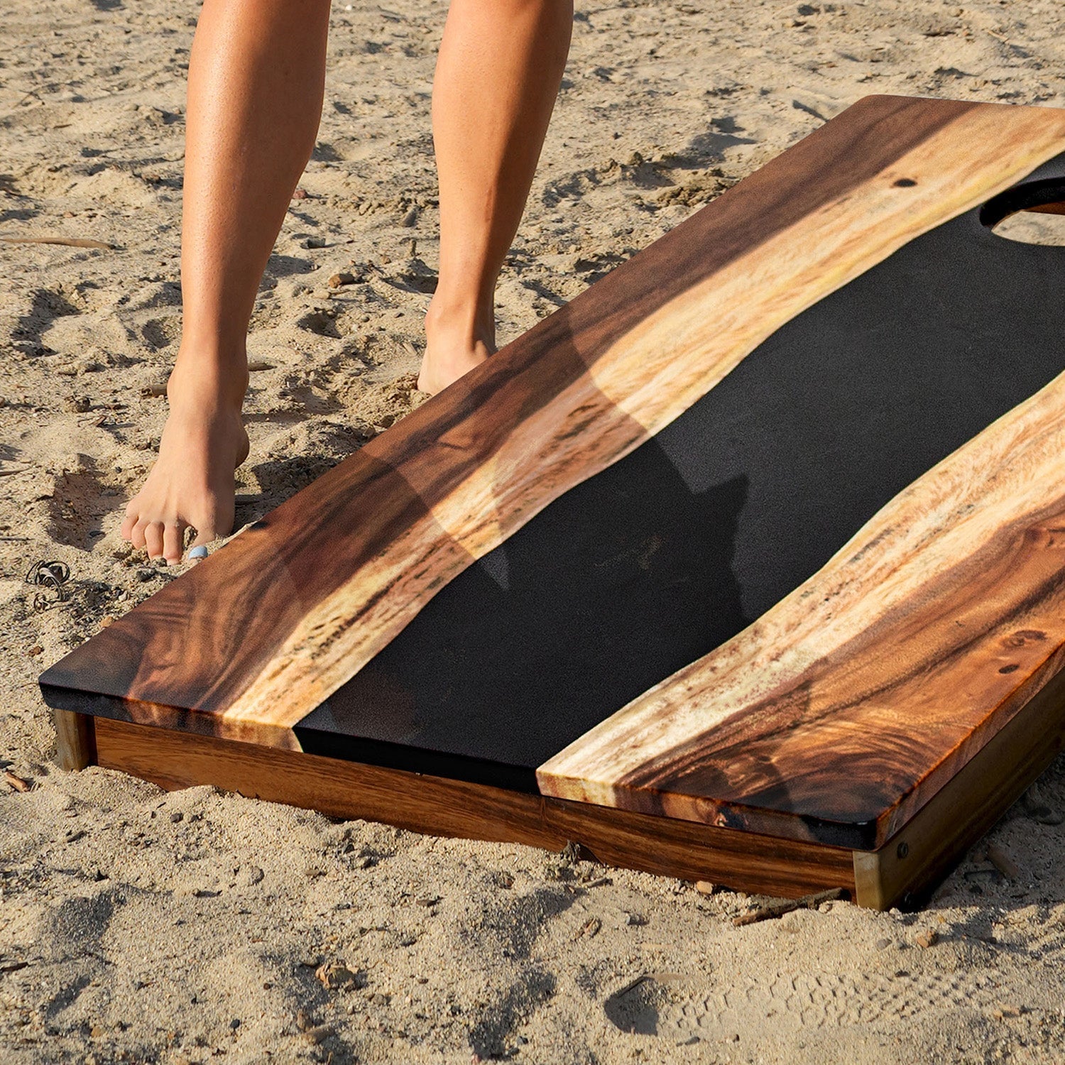 2ft x 4ft Resin & Wood Classic Cornhole Set | Live Edge River Collection - Image 39