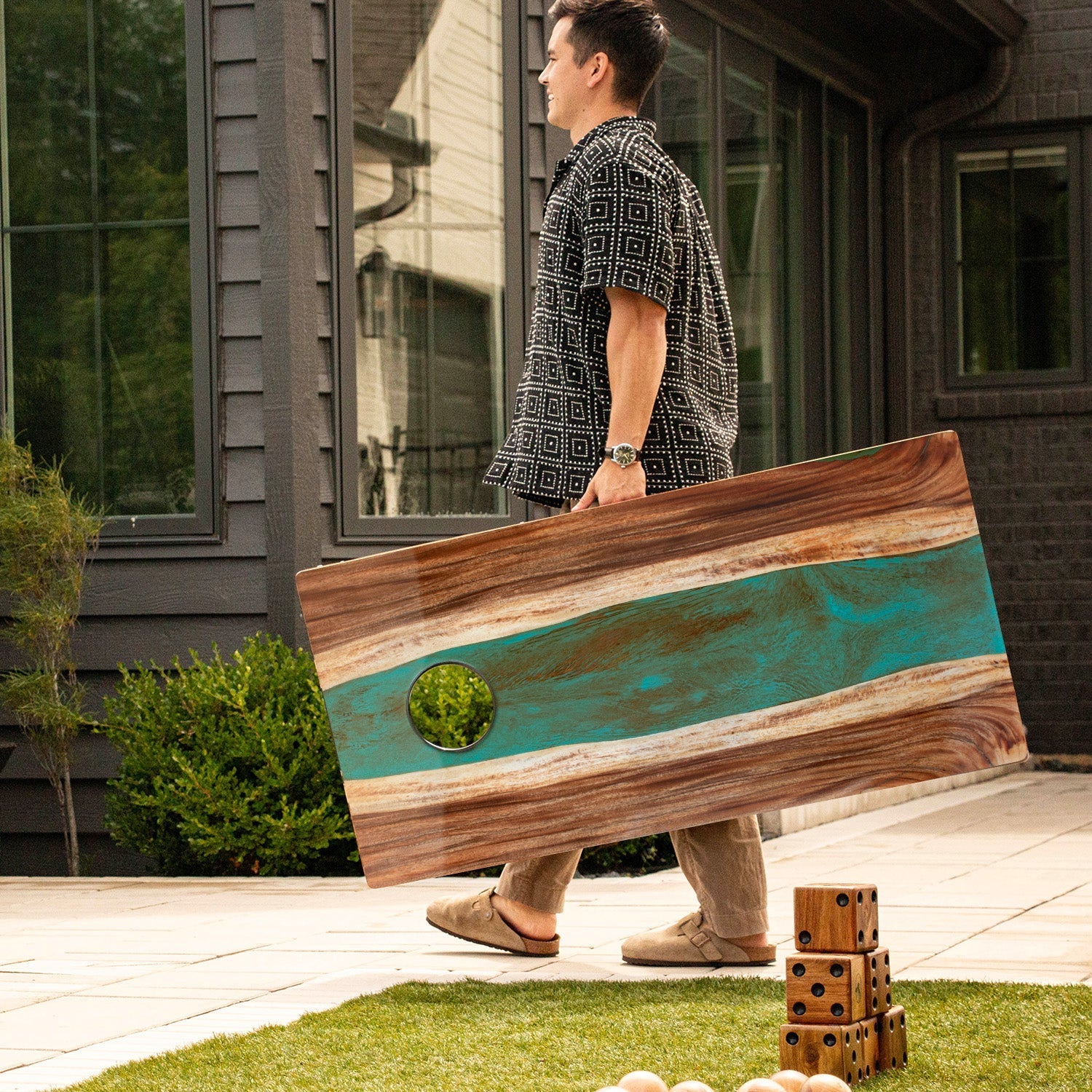 2ft x 4ft Resin & Wood Classic Cornhole Set | Live Edge River Collection - Image 47