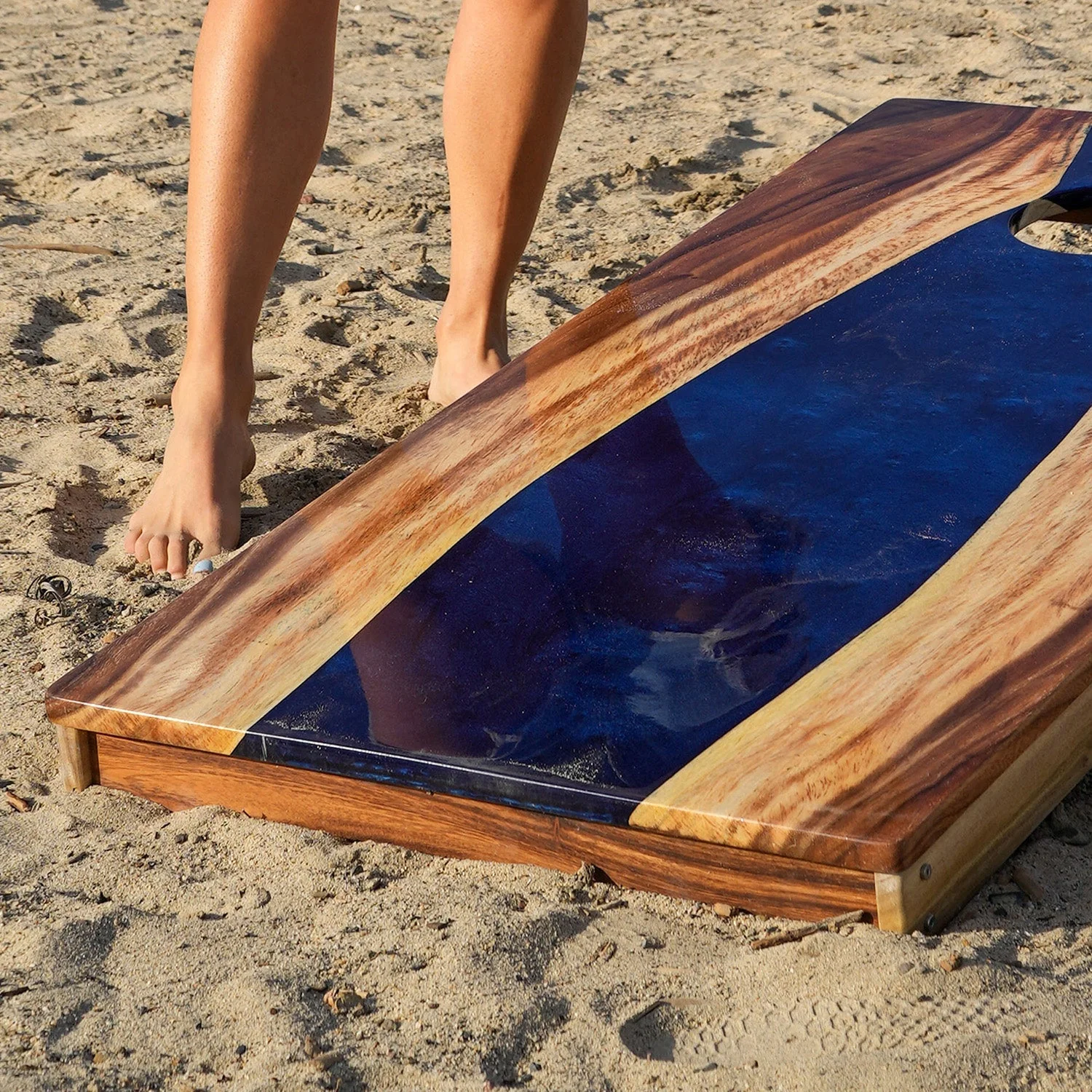 2ft x 4ft Resin & Wood Classic Cornhole Set | Live Edge River Collection - Image 9