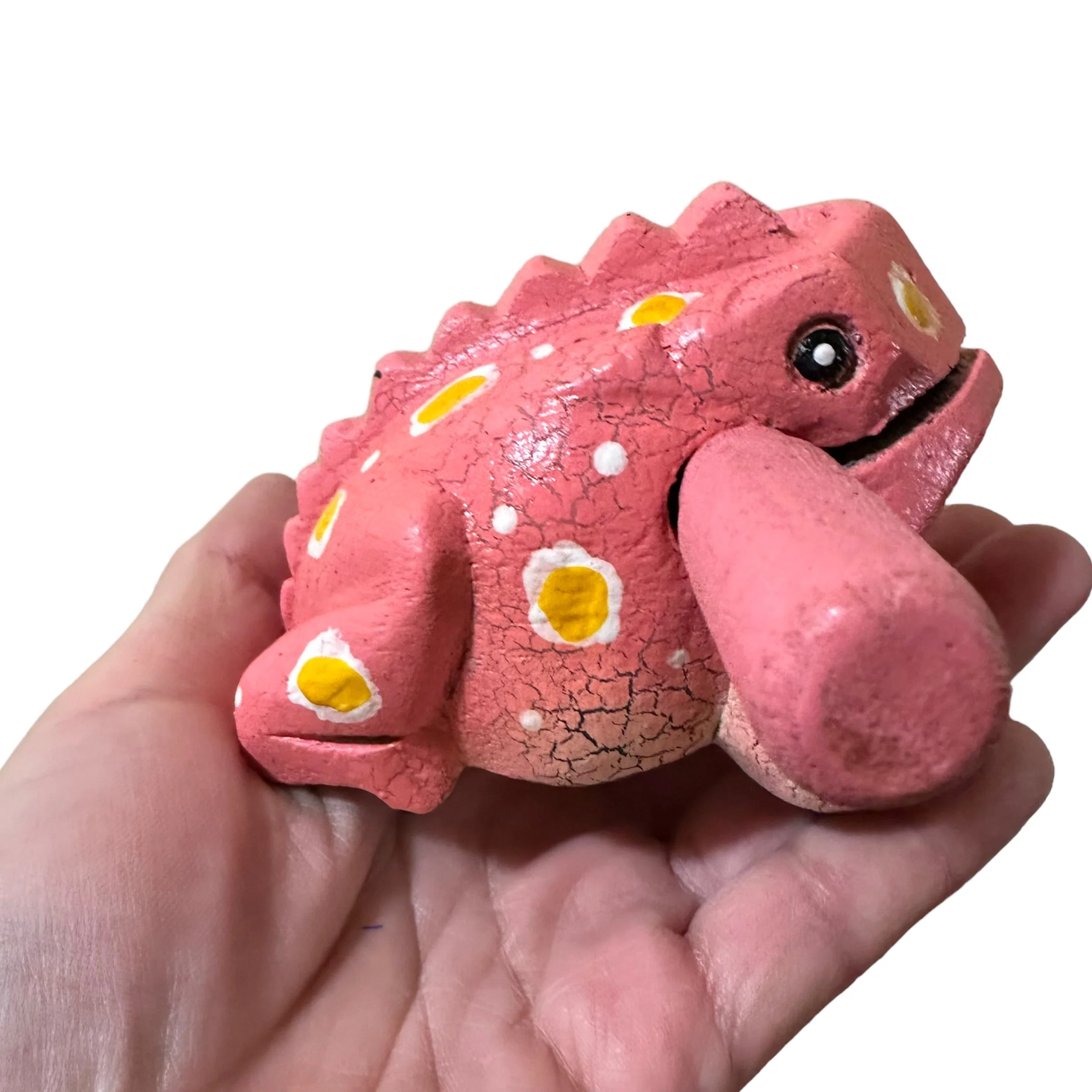 3" Wooden Musical Frog - Peach Design (Percussion Instrument) - Image 2