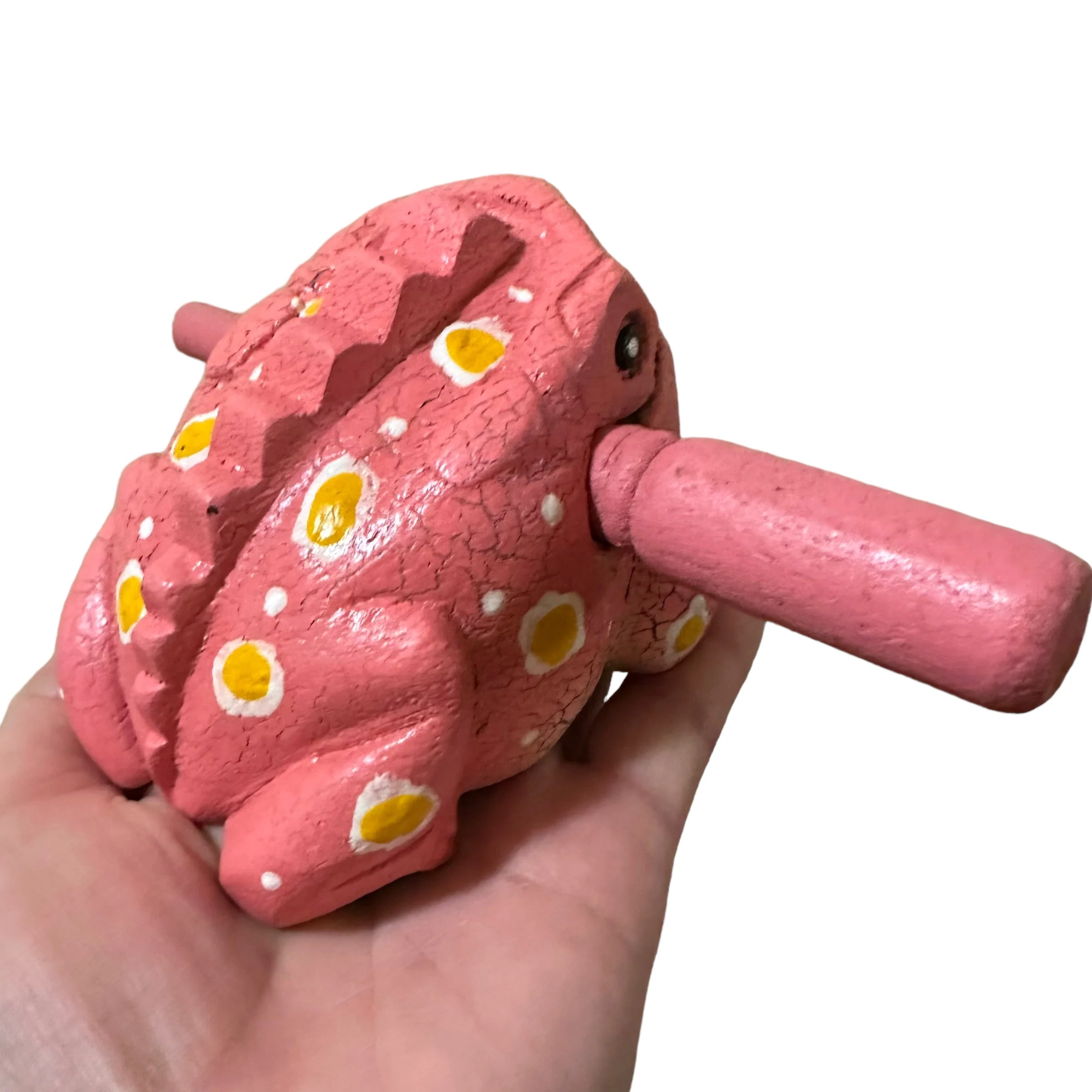 3" Wooden Musical Frog - Peach Design (Percussion Instrument) - Image 5