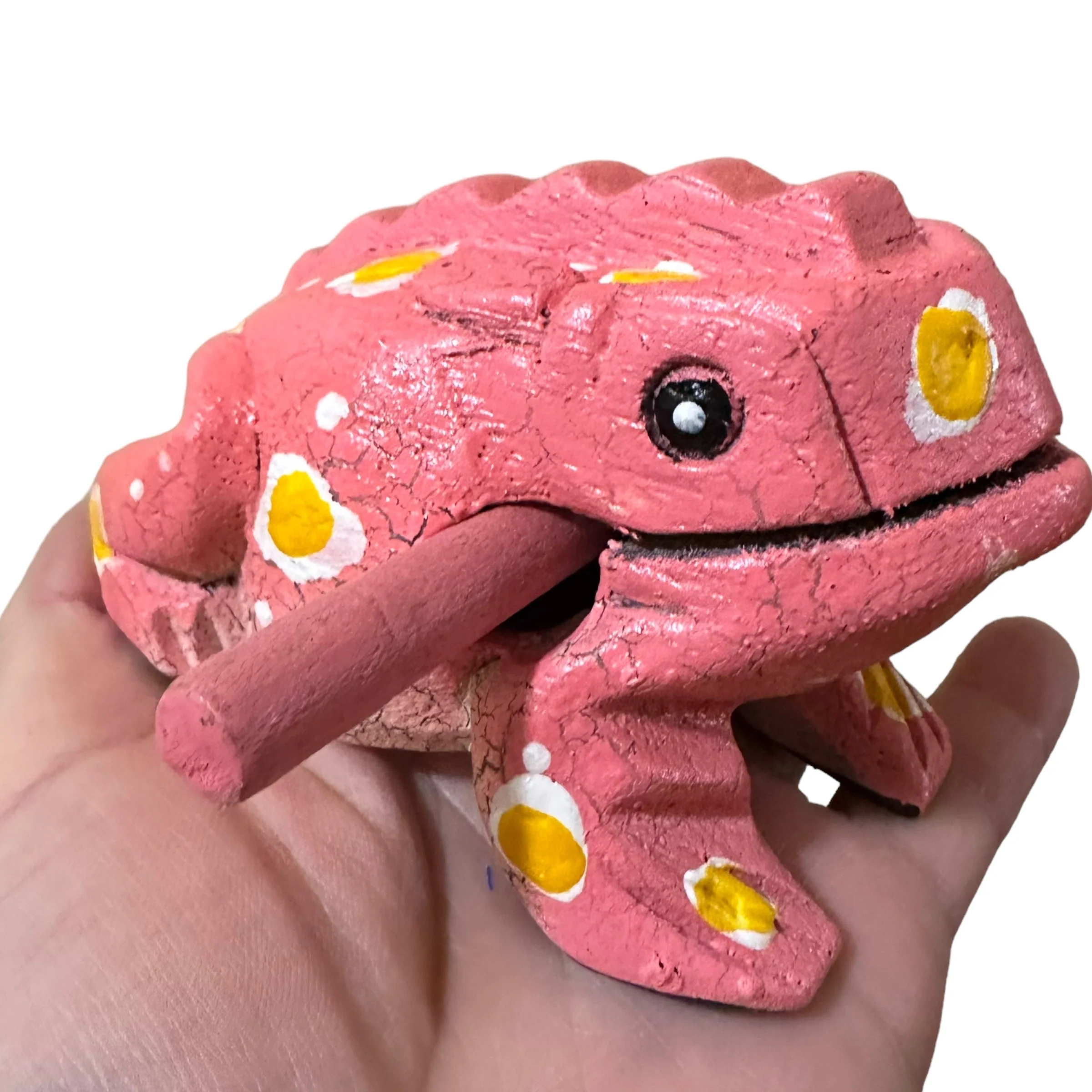3" Wooden Musical Frog - Peach Design (Percussion Instrument) - Image 6
