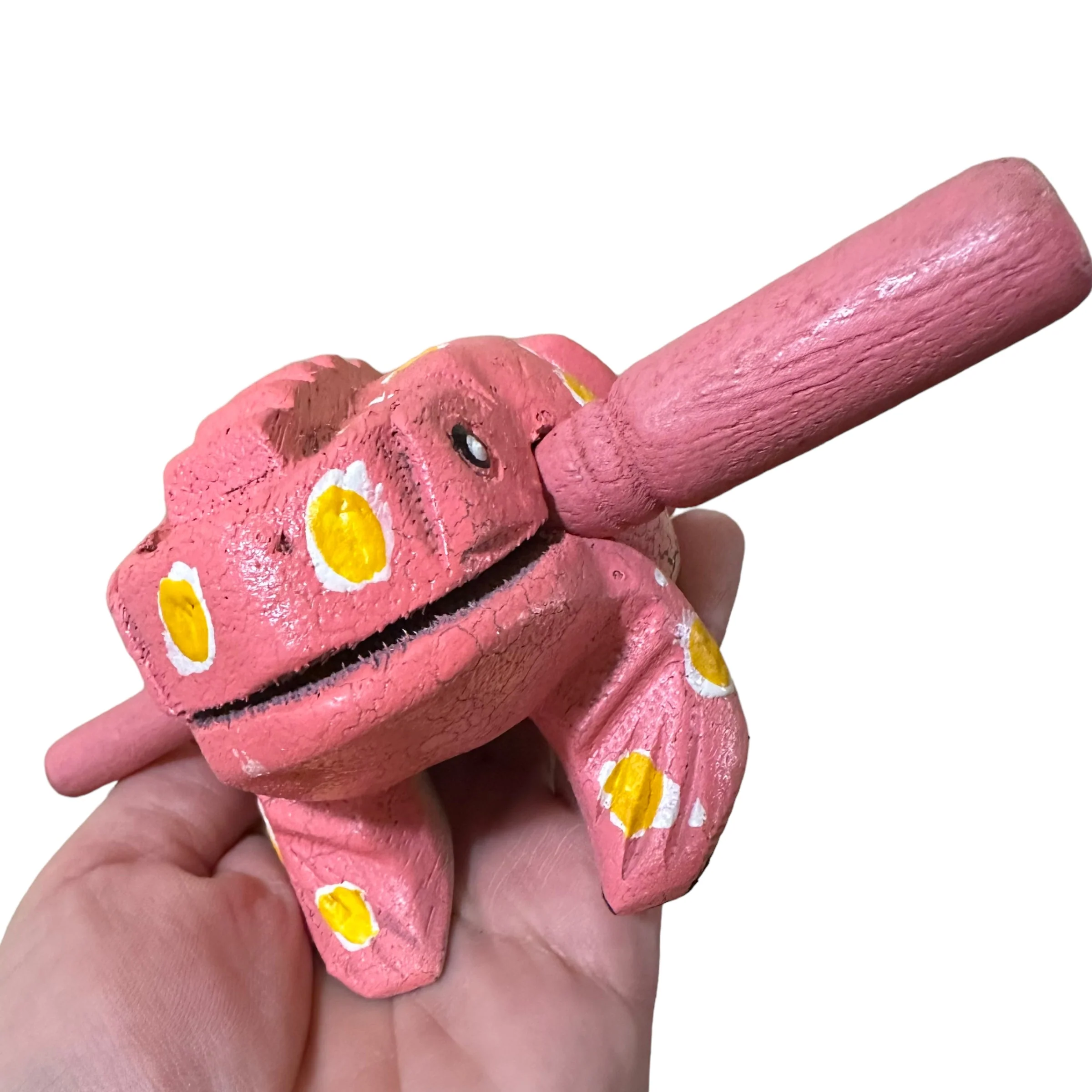 3" Wooden Musical Frog - Peach Design (Percussion Instrument) - Image 7