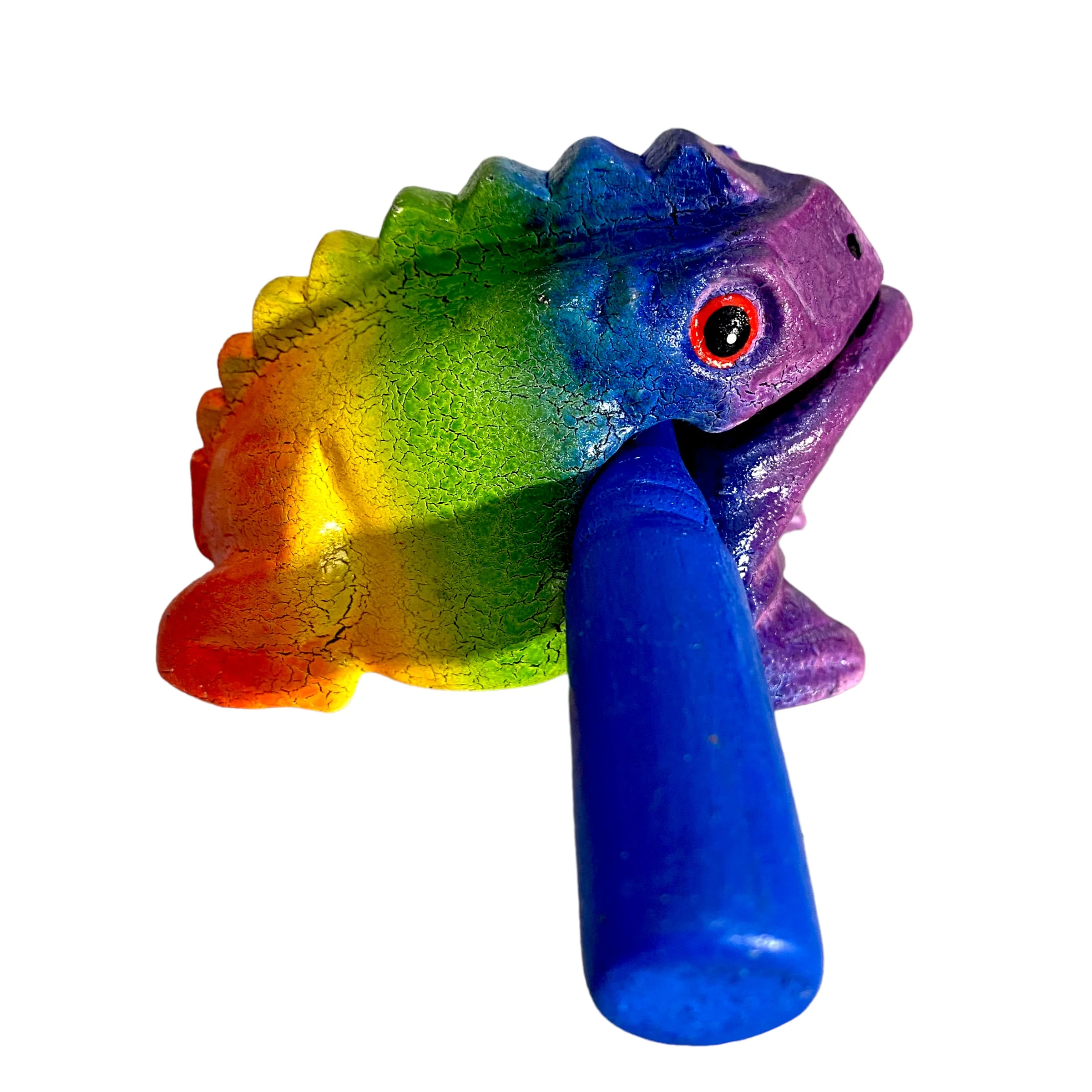3" Wooden Musical Frog - Rainbow Design (Percussion Instrument) - Image 2