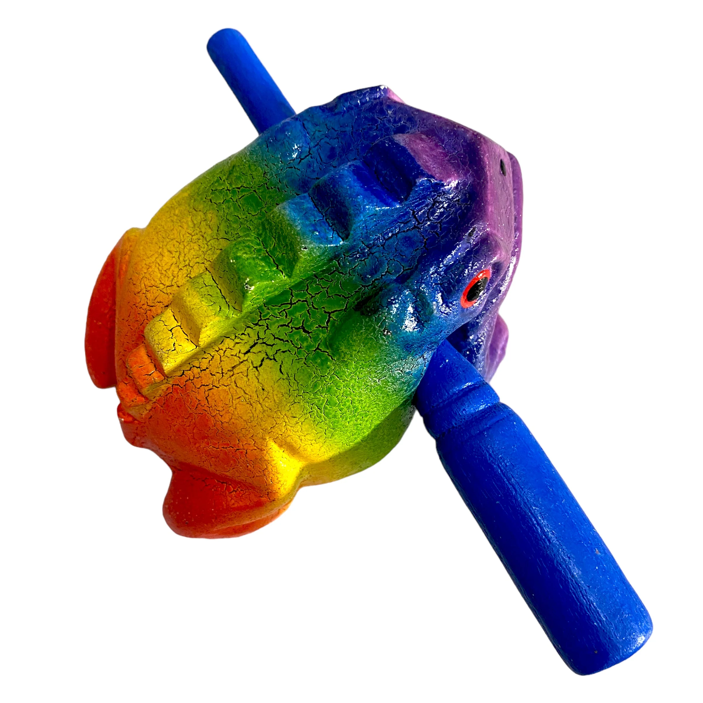 3" Wooden Musical Frog - Rainbow Design (Percussion Instrument) - Image 5