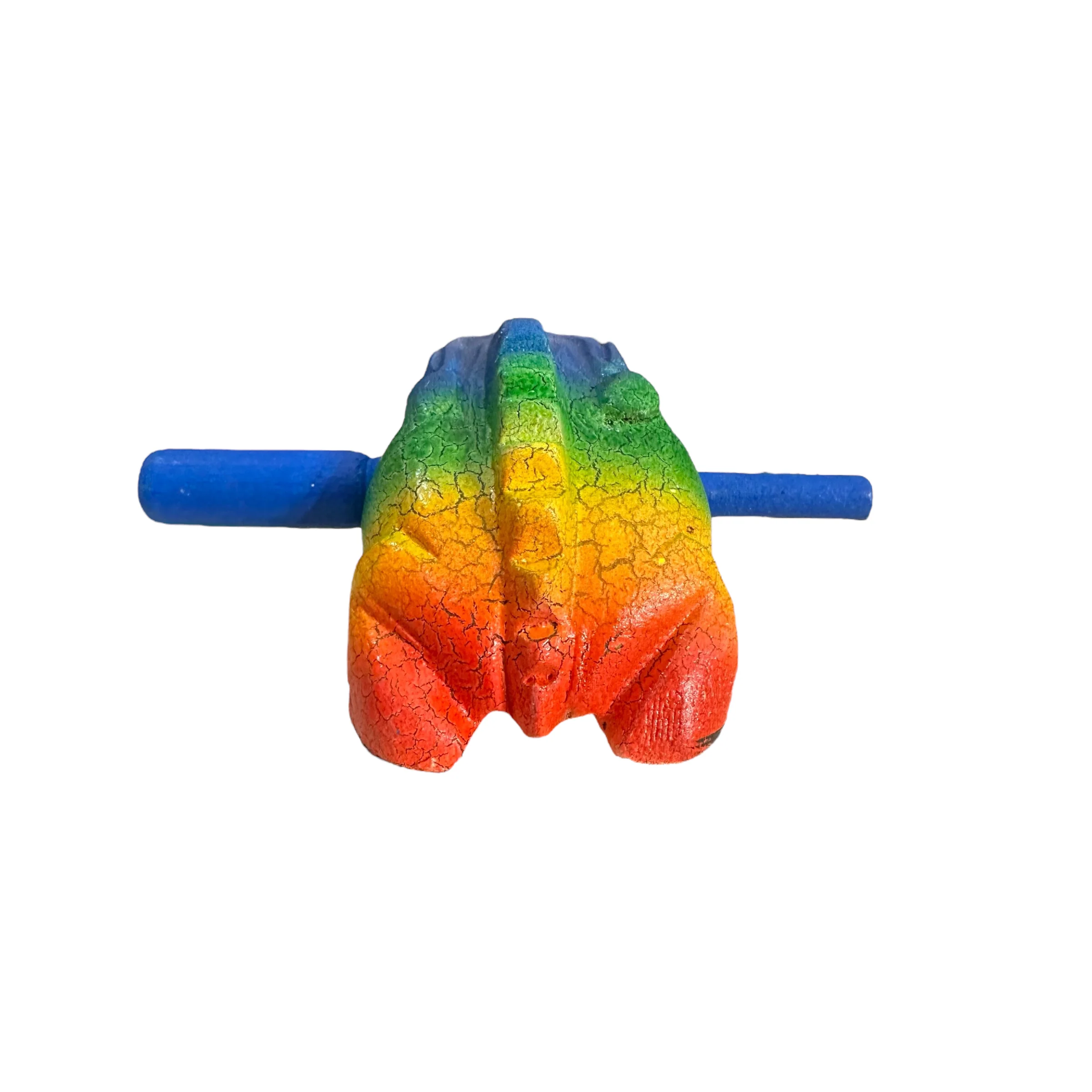 3" Wooden Musical Frog - Rainbow Design (Percussion Instrument) - Image 6