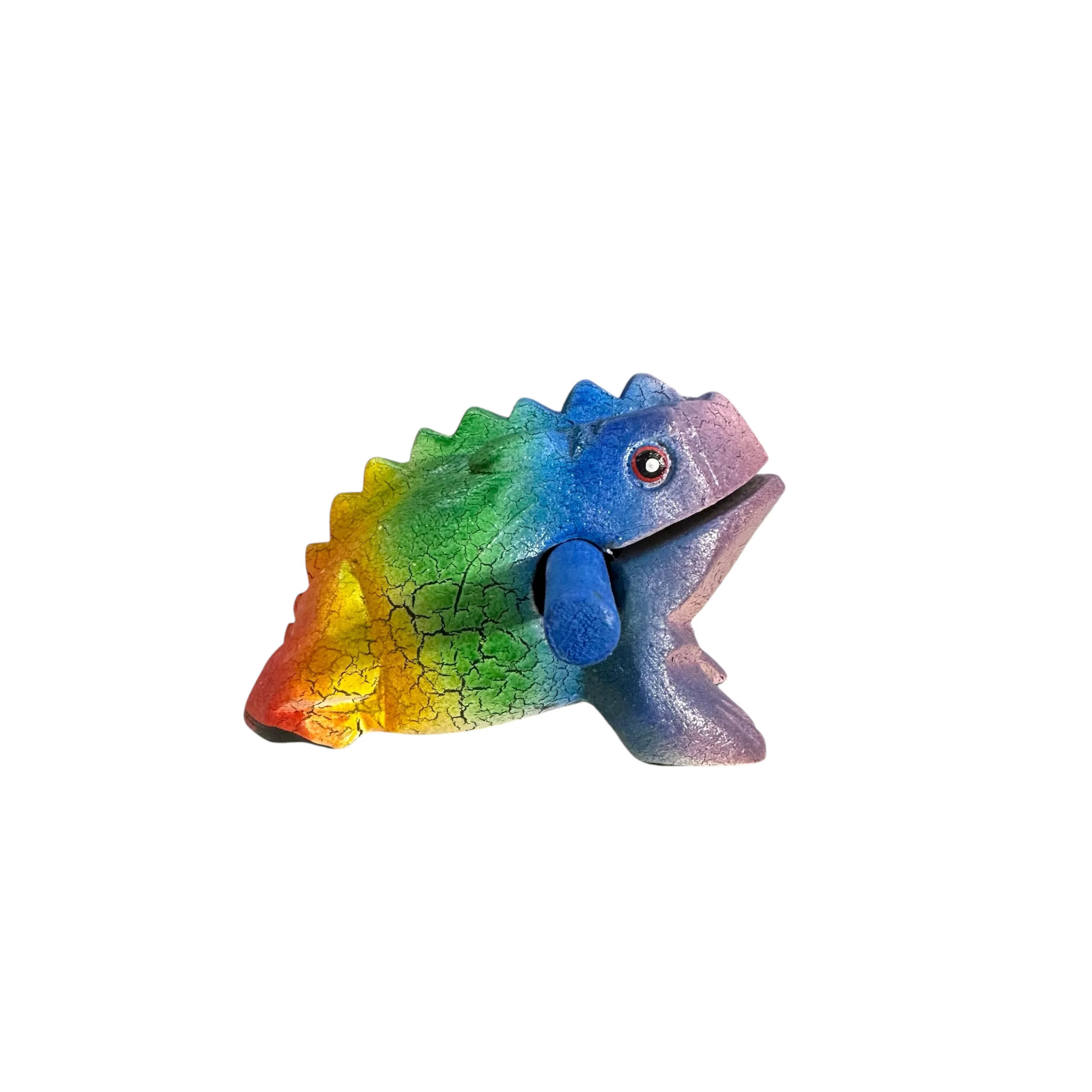3" Wooden Musical Frog - Rainbow Design (Percussion Instrument) - Image 7