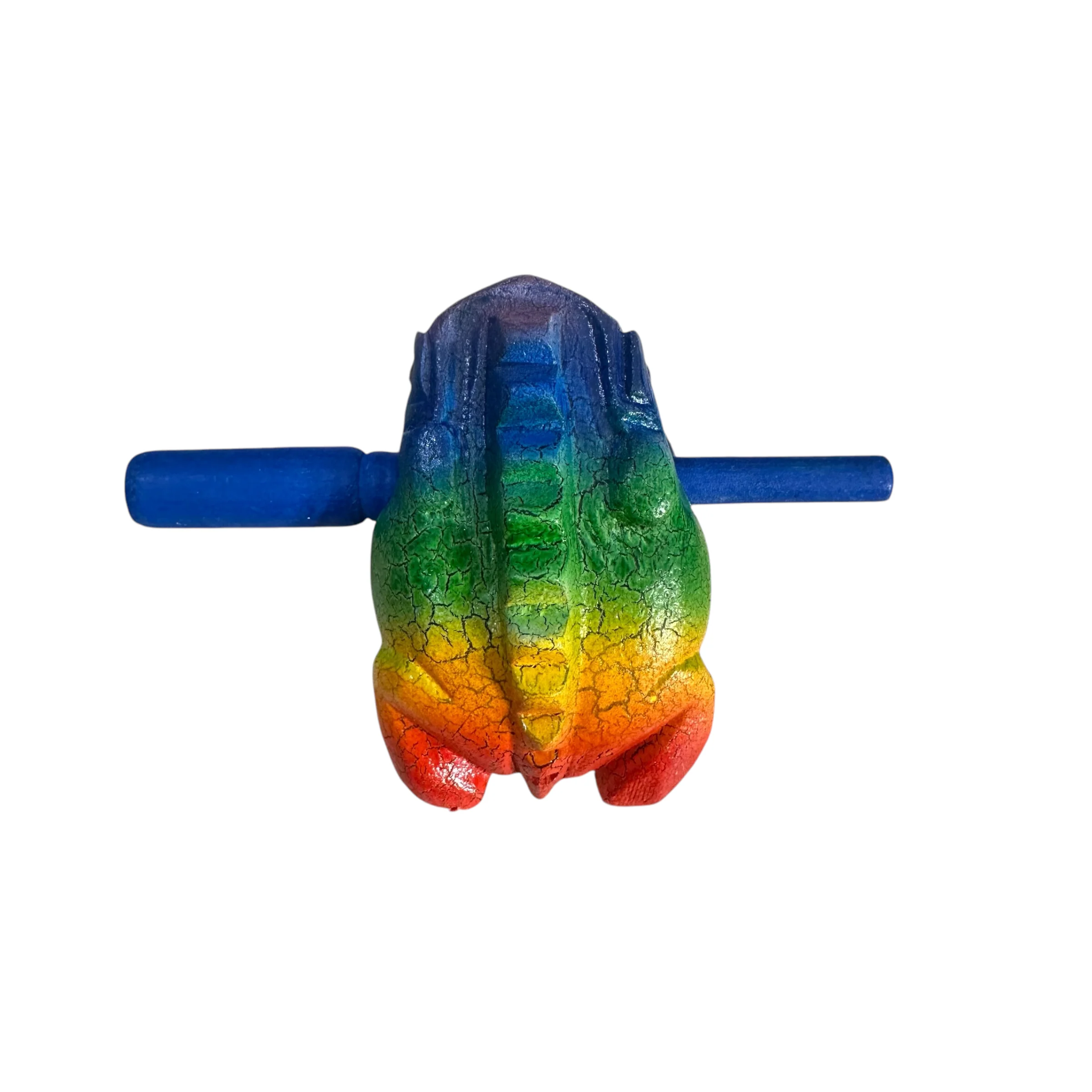 3" Wooden Musical Frog - Rainbow Design (Percussion Instrument) - Image 9
