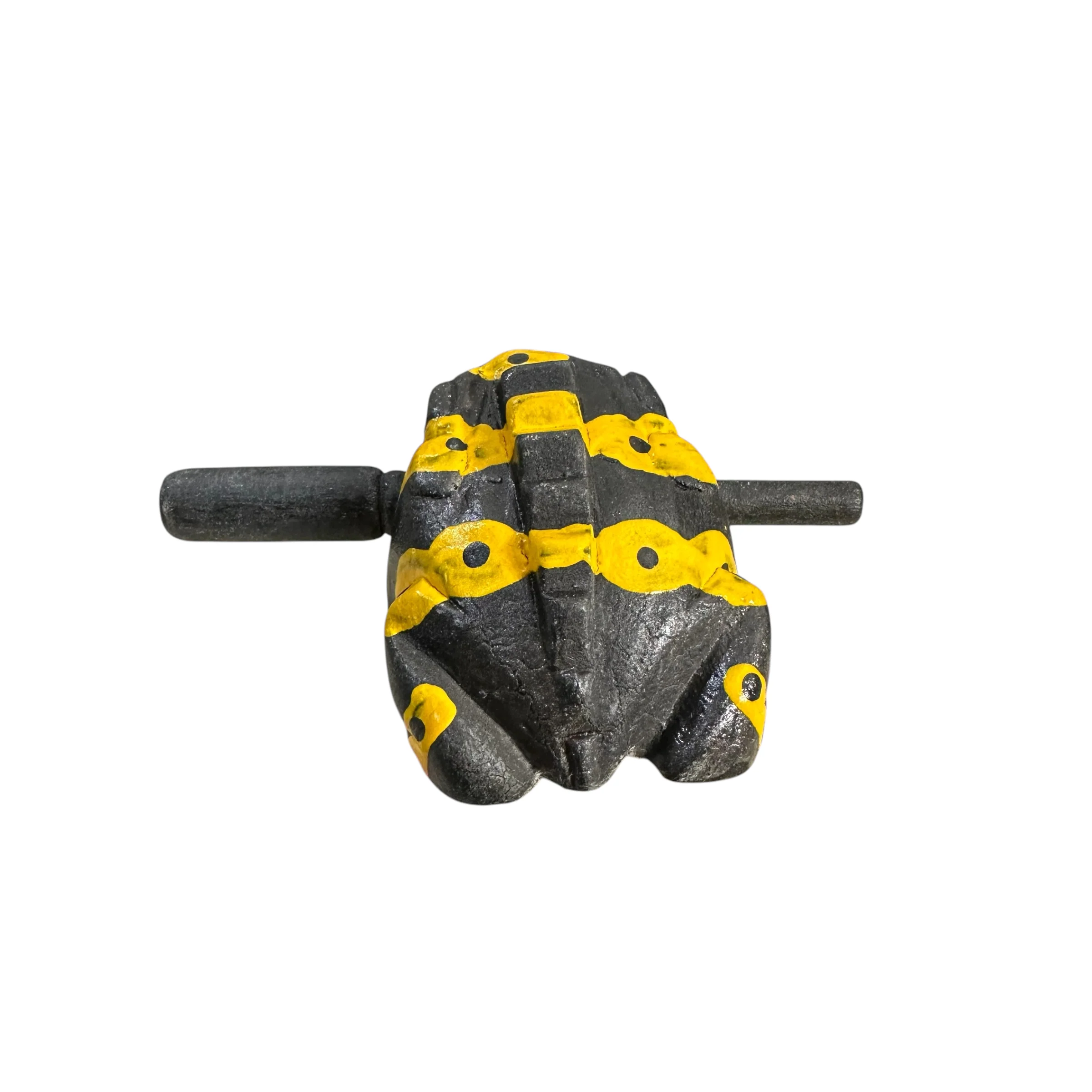 3" Wooden Musical Frog - Yellow Dart Design (Percussion Instrument) - Image 2