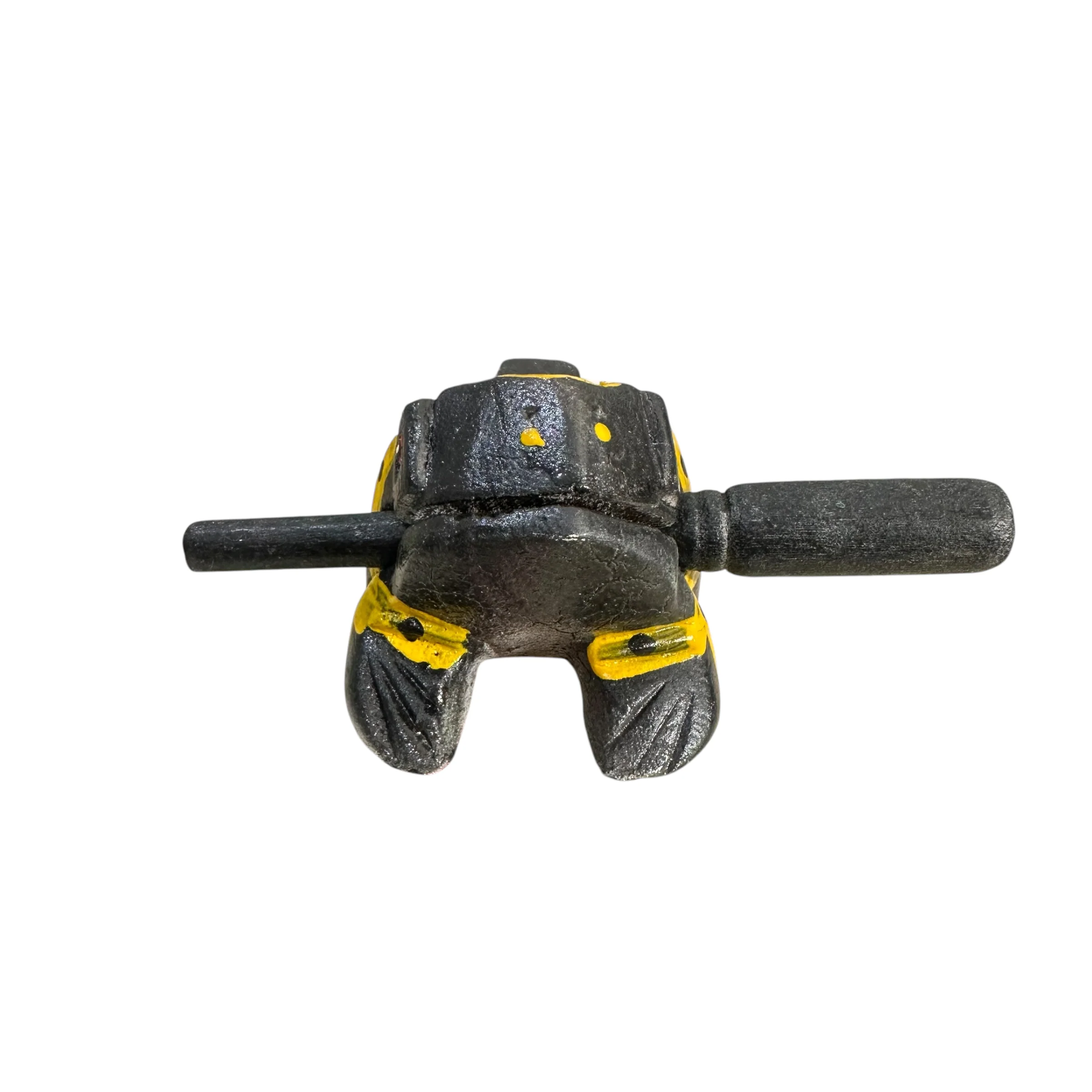 3" Wooden Musical Frog - Yellow Dart Design (Percussion Instrument) - Image 4