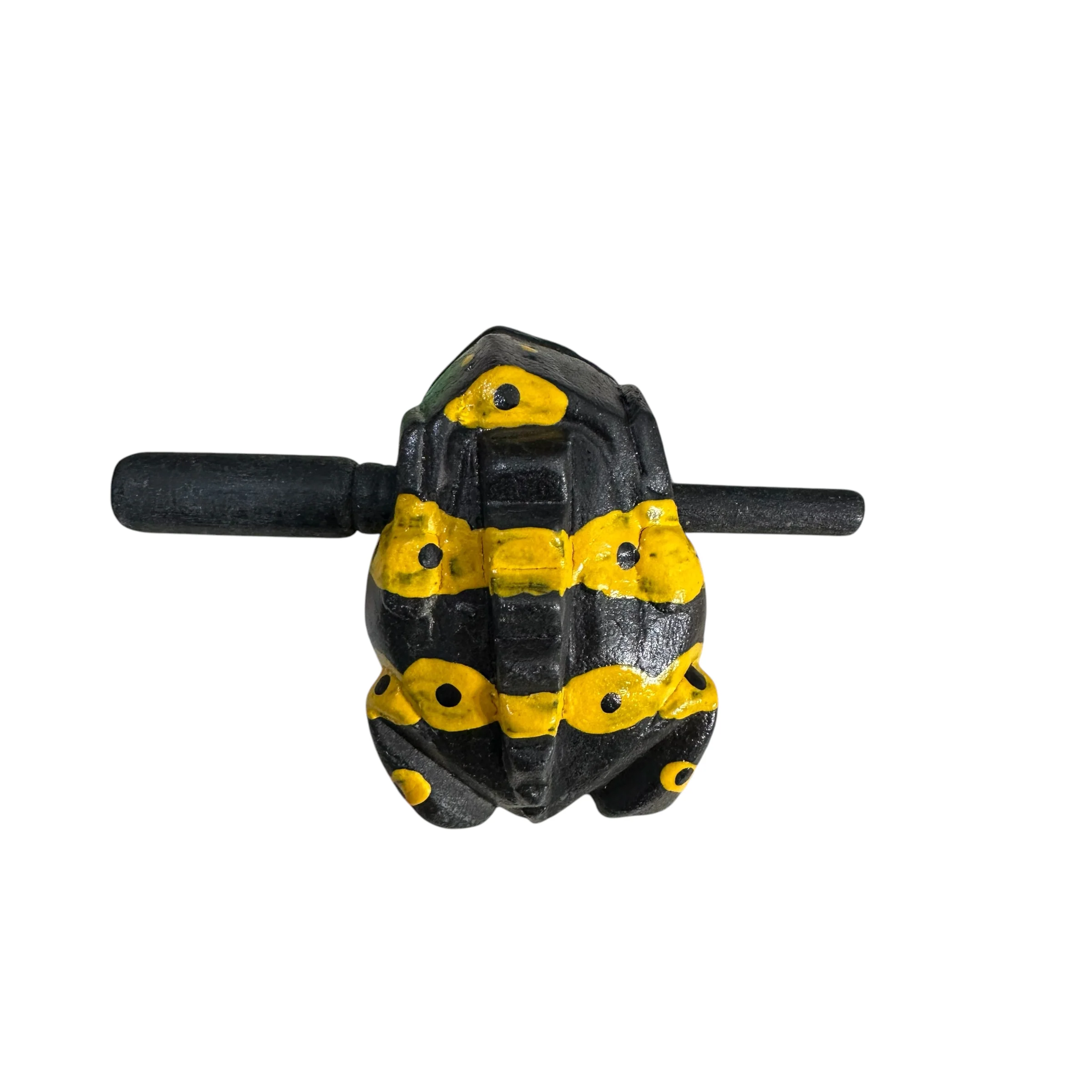 3" Wooden Musical Frog - Yellow Dart Design (Percussion Instrument) - Image 5