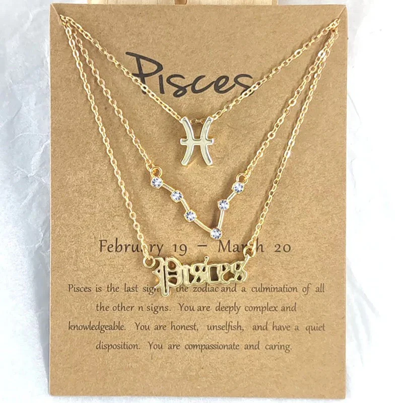 3 piece set Zodiac necklace- Constellation - Image 2