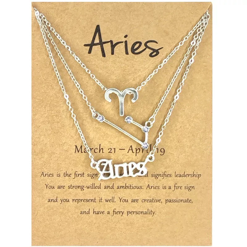 3 piece set Zodiac necklace- Constellation - Image 3
