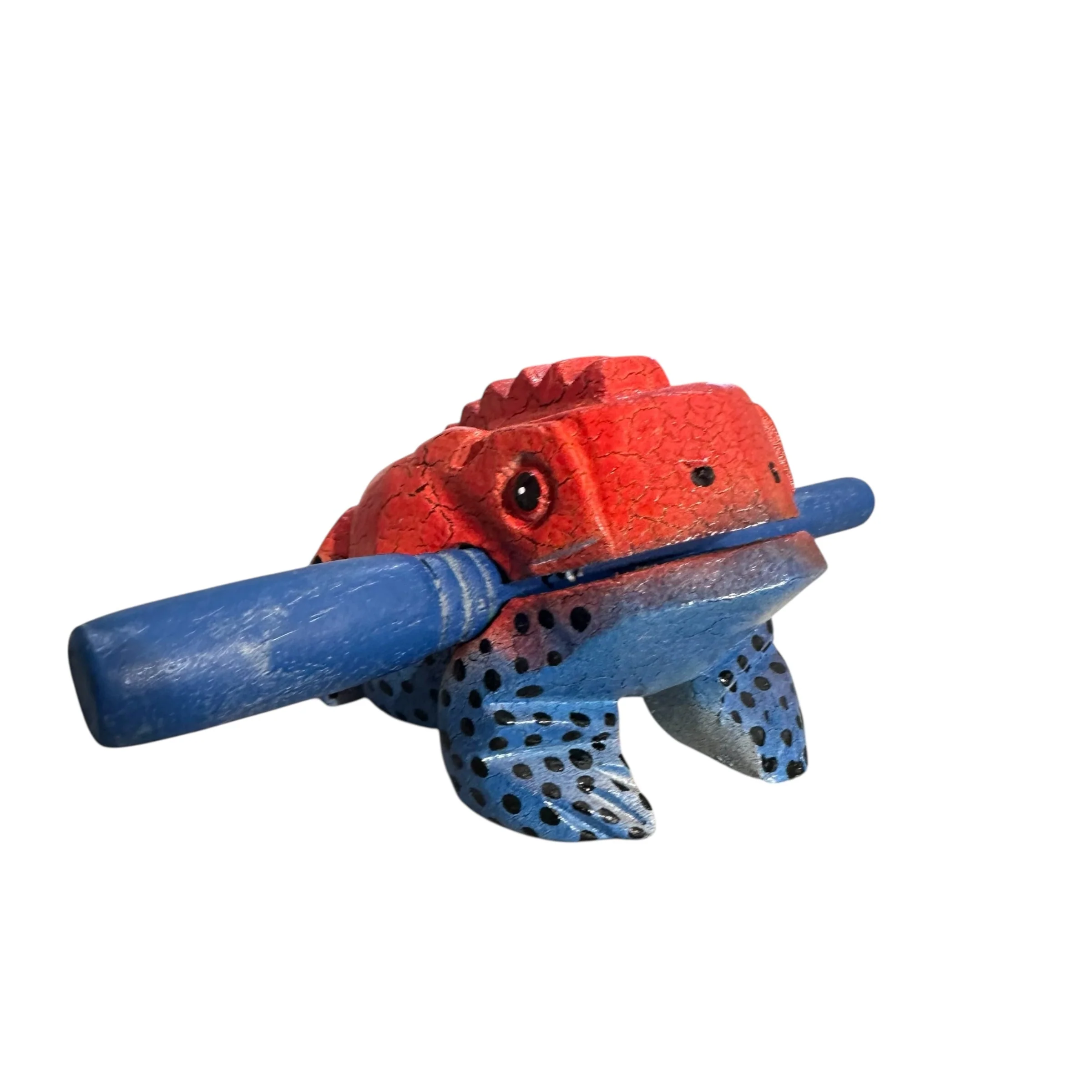 4" Wooden Musical Frog - Red Dart Design (Percussion Instrument) - Image 2
