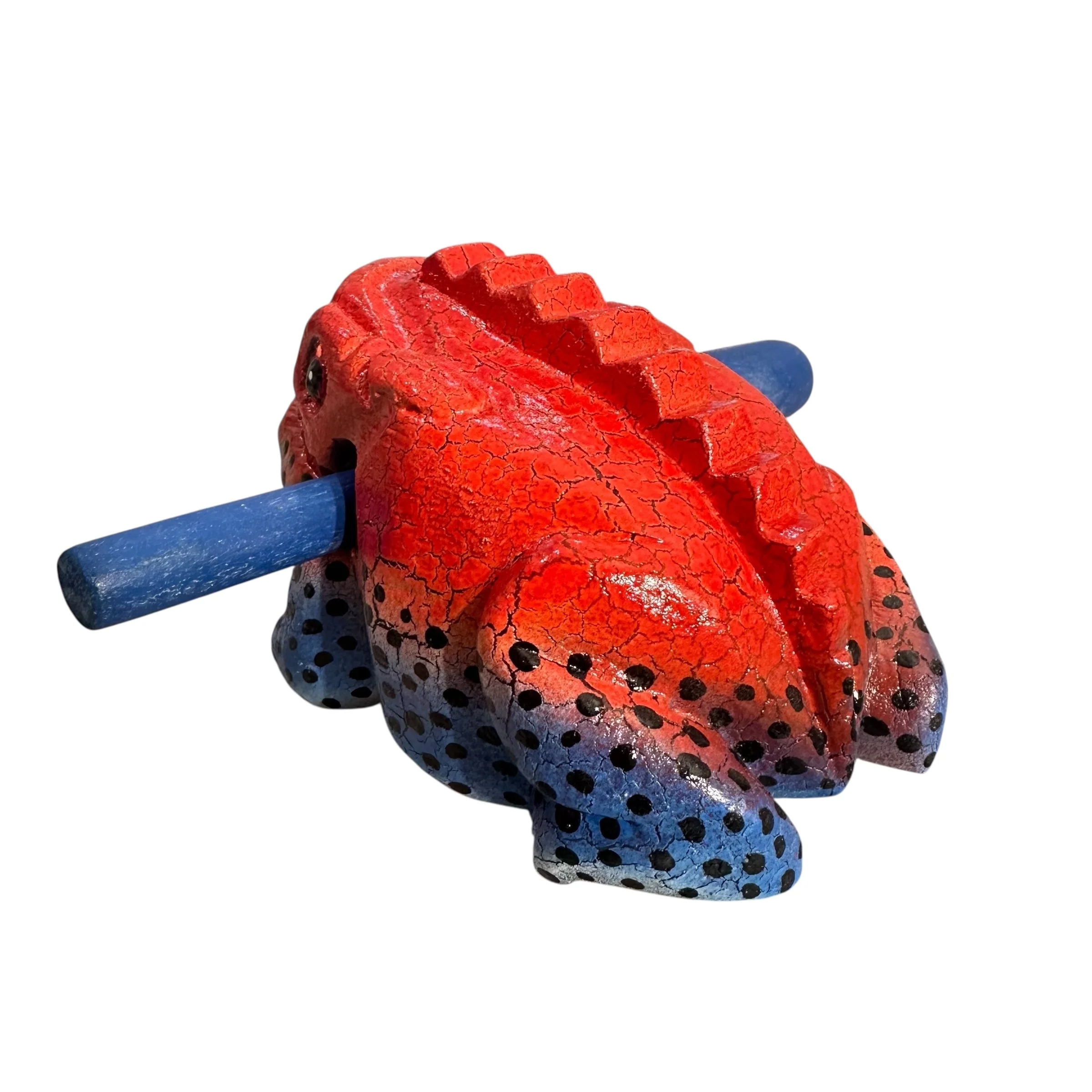 4" Wooden Musical Frog - Red Dart Design (Percussion Instrument) - Image 3