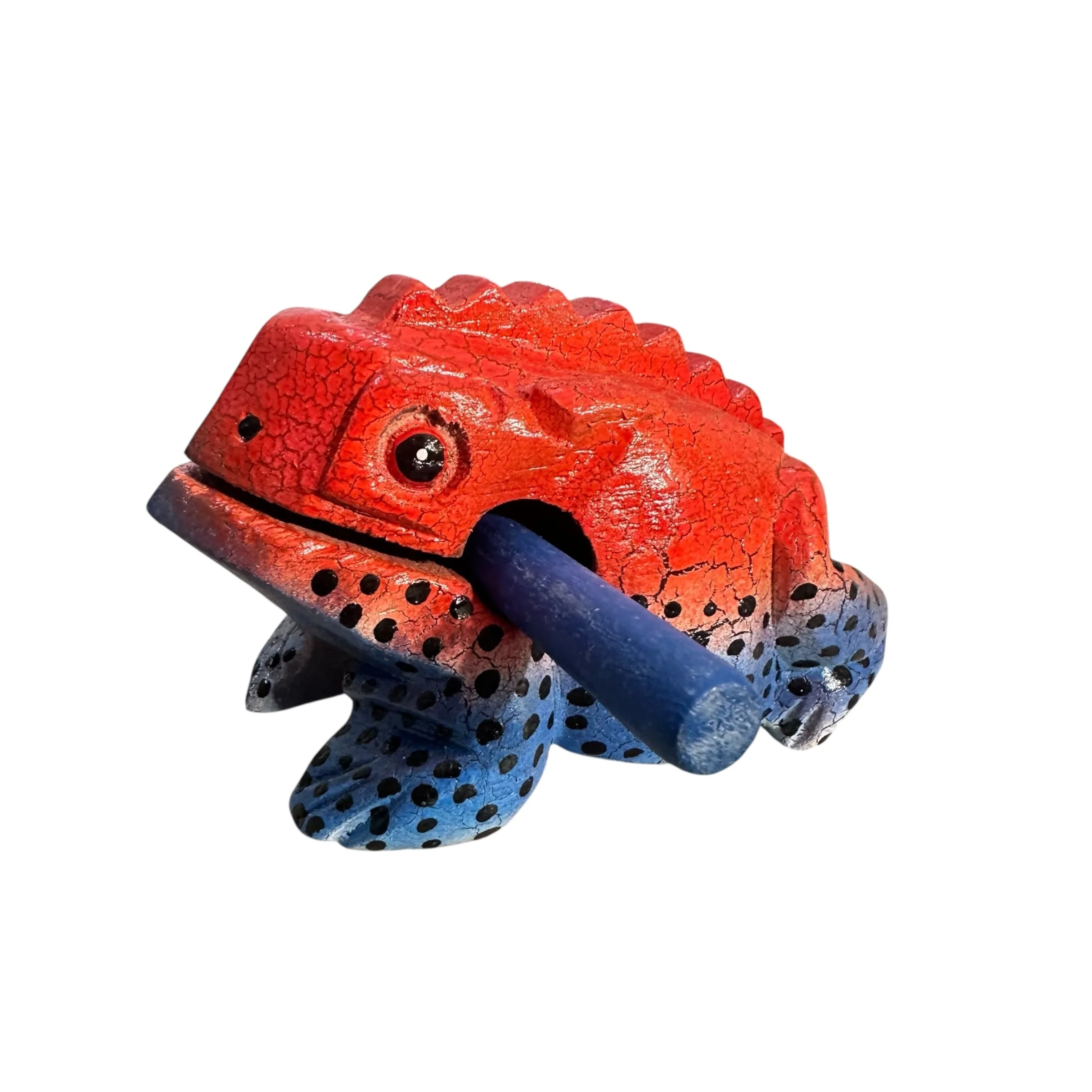 4" Wooden Musical Frog - Red Dart Design (Percussion Instrument) - Image 4