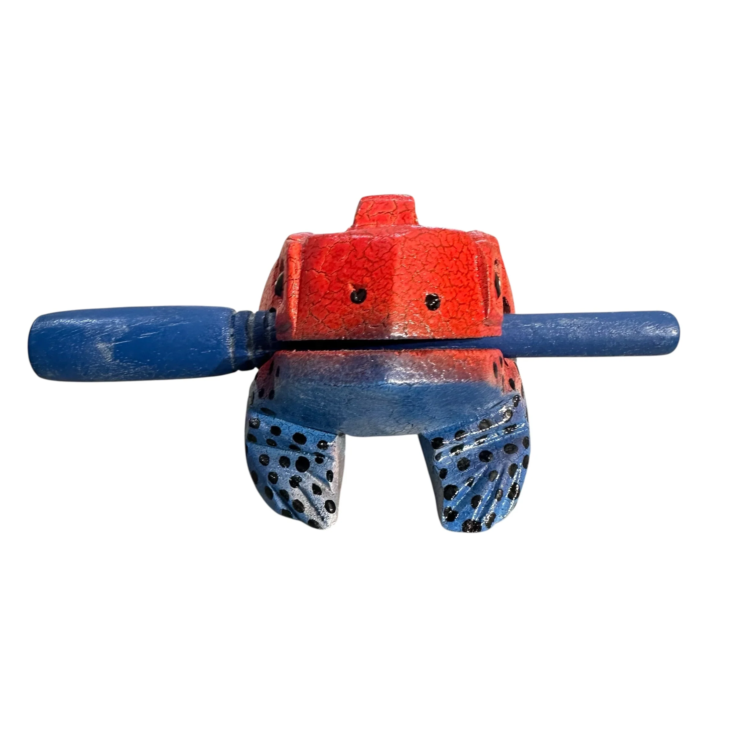 4" Wooden Musical Frog - Red Dart Design (Percussion Instrument) - Image 5
