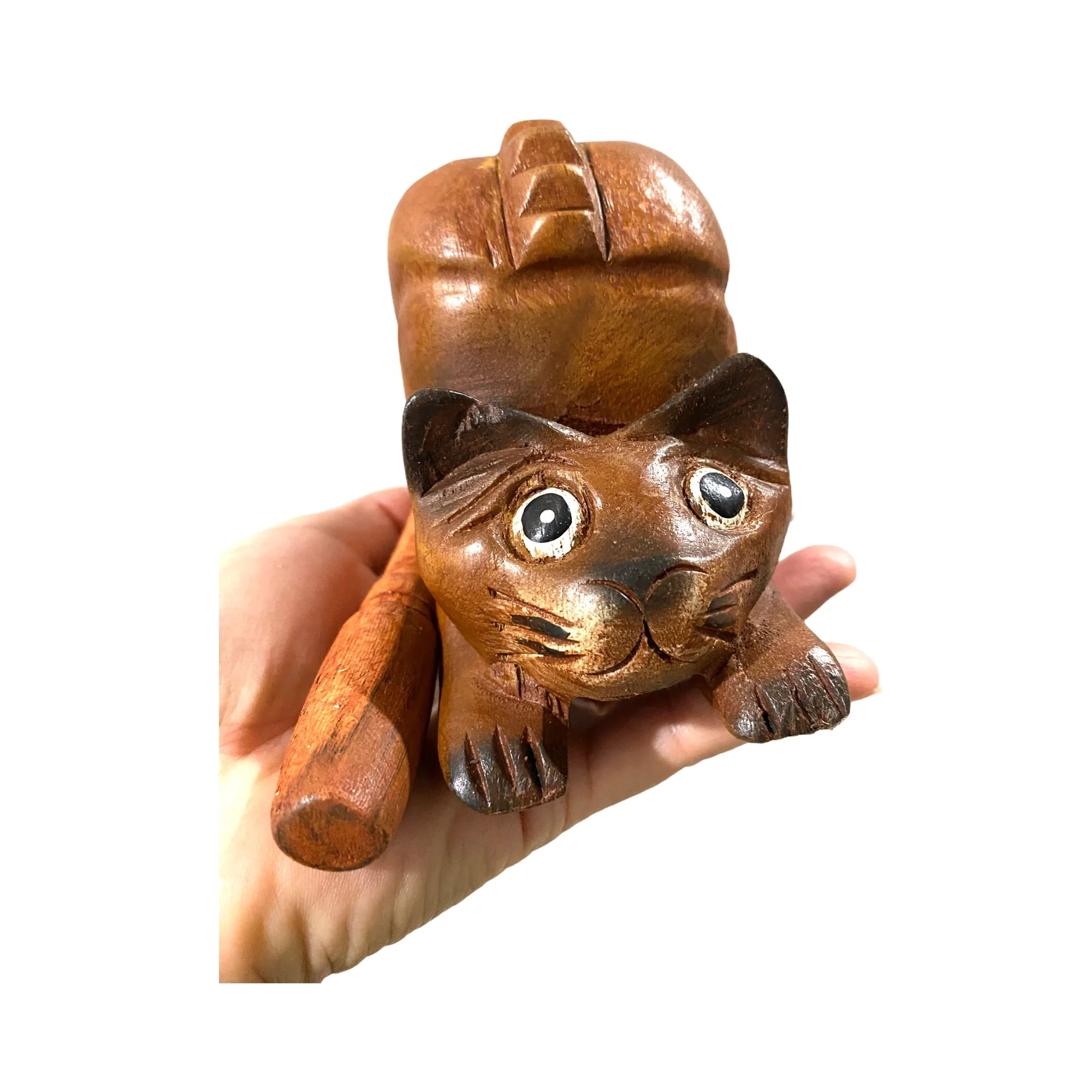 4" Musical Wooden Cat Percussion Whistle Instrument - Image 3