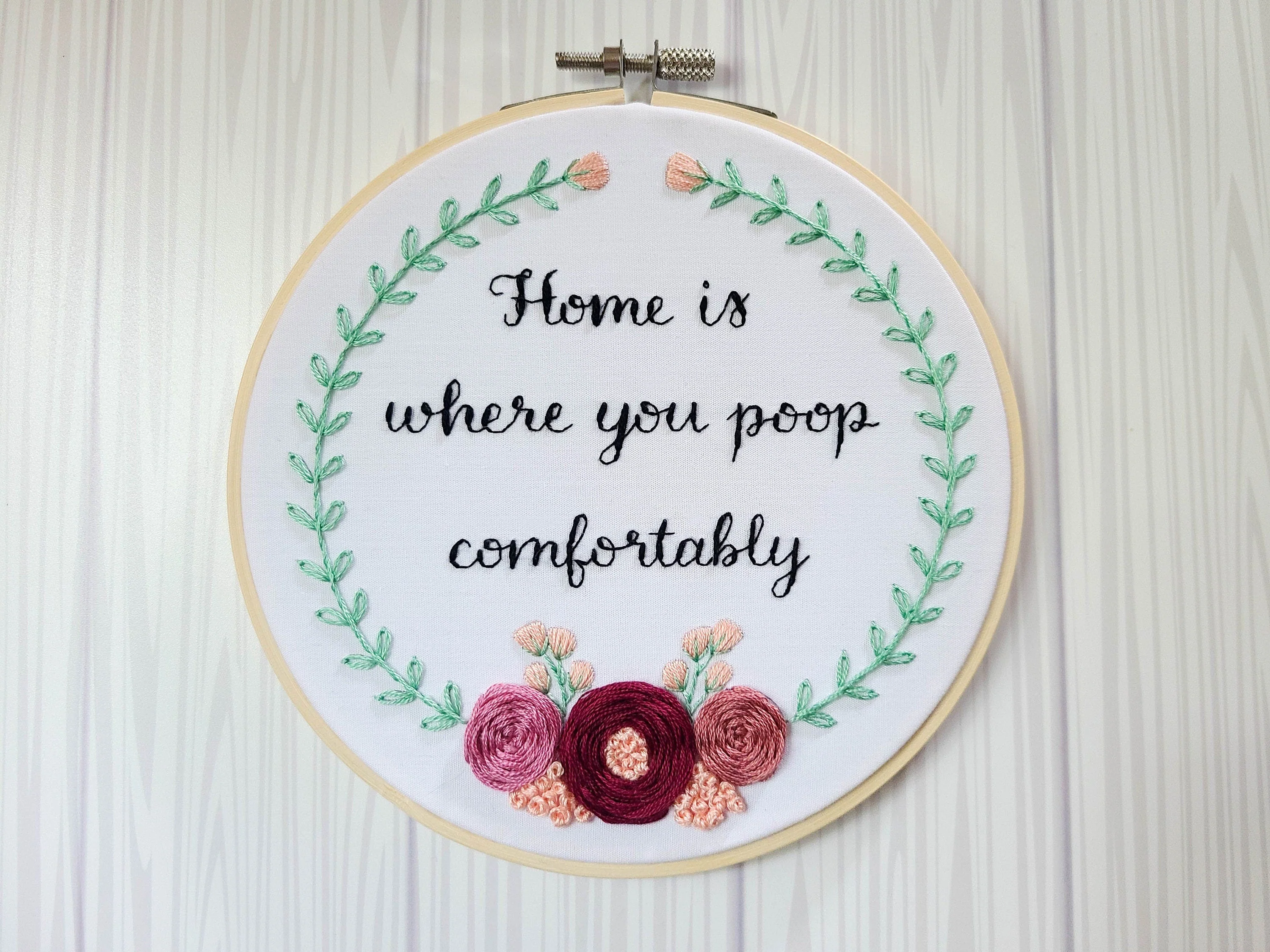 6" Embroidery Kit - Home Is Where You Poop Comfortably - Beginner Friendly - Image 3