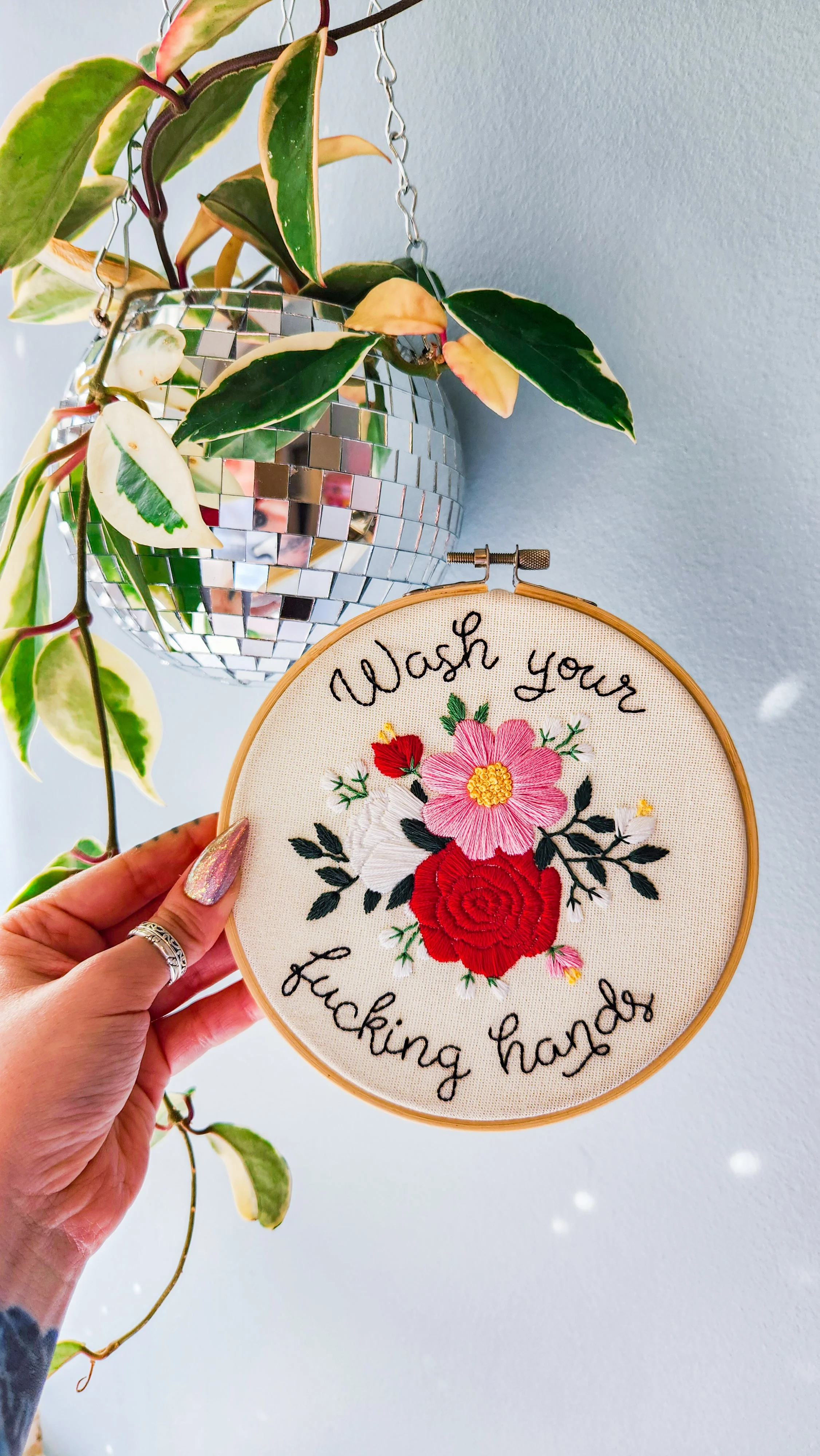 6" Wash Your Fucking Hands 2.0 Embroidery Kit - Beginner Friendly - Image 2