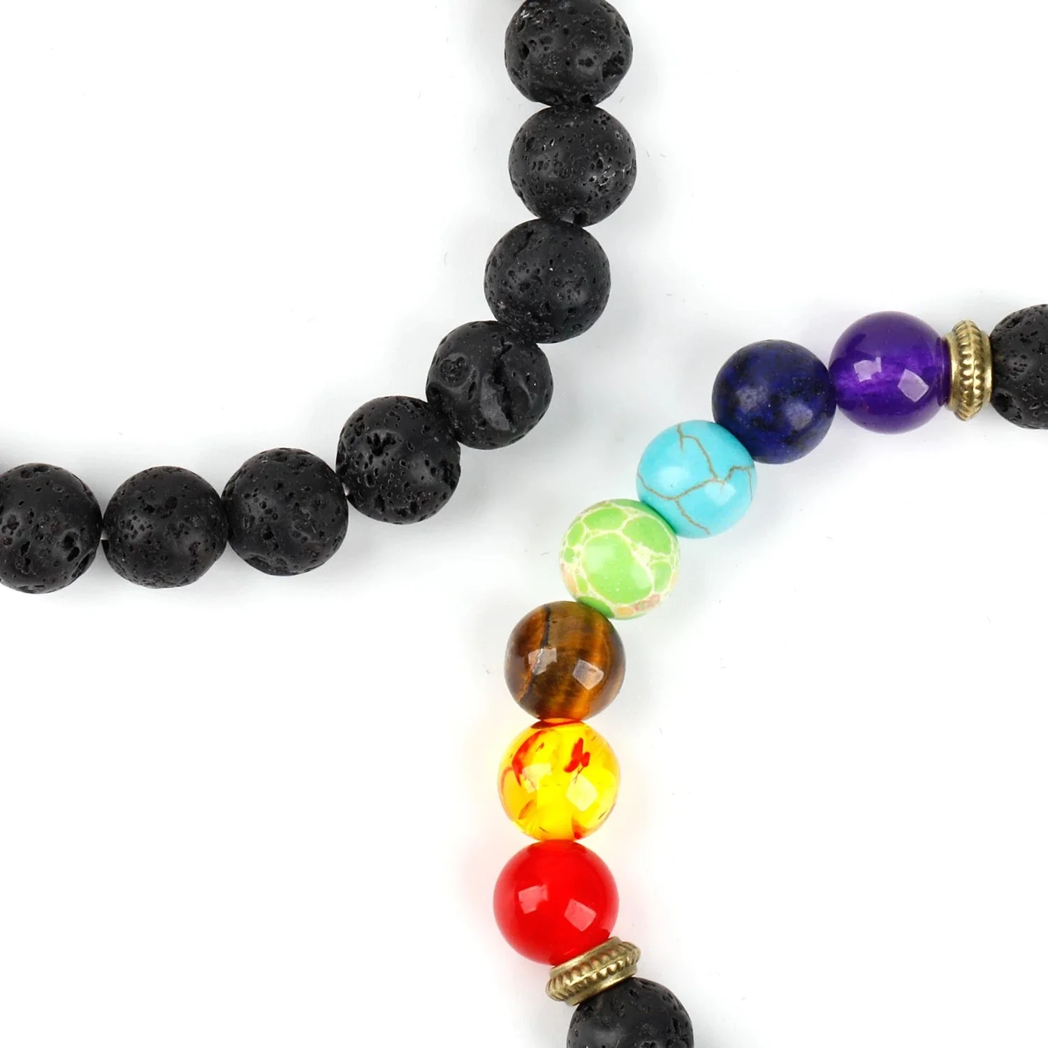 7 Chakras Healing Bracelet | Black Lava beads | Oil diffuser bracelet - Image 2