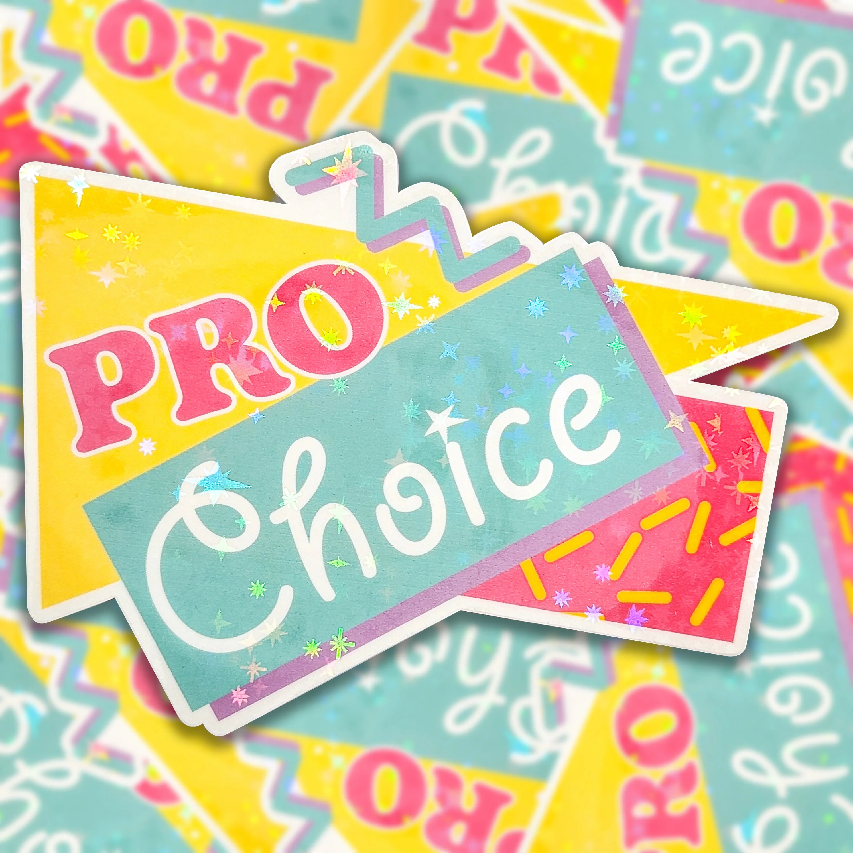 90s Pro Choice Holographic Sticker, 3.25x2.25 in. - Image 2