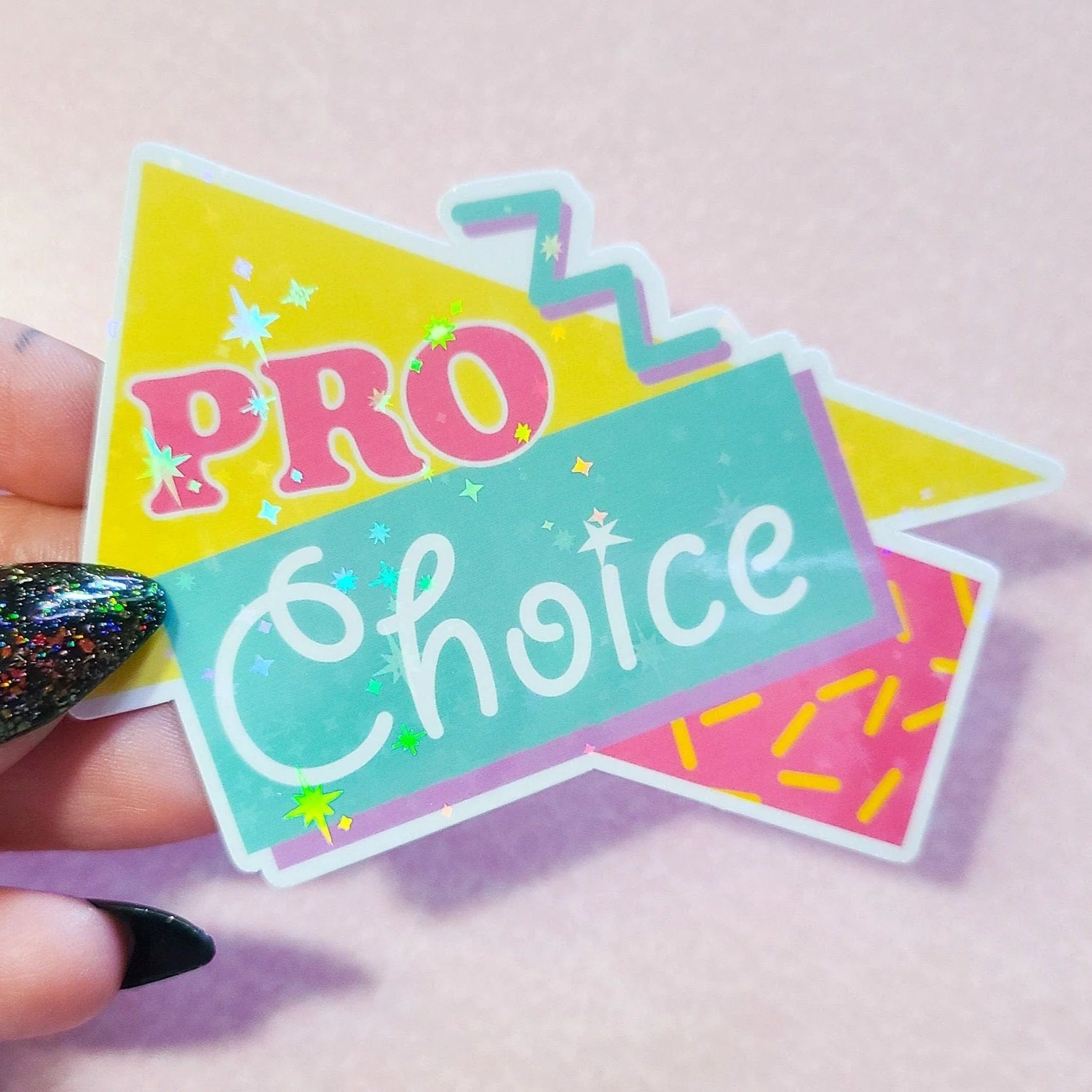 90s Pro Choice Holographic Sticker, 3.25x2.25 in. - Image 3