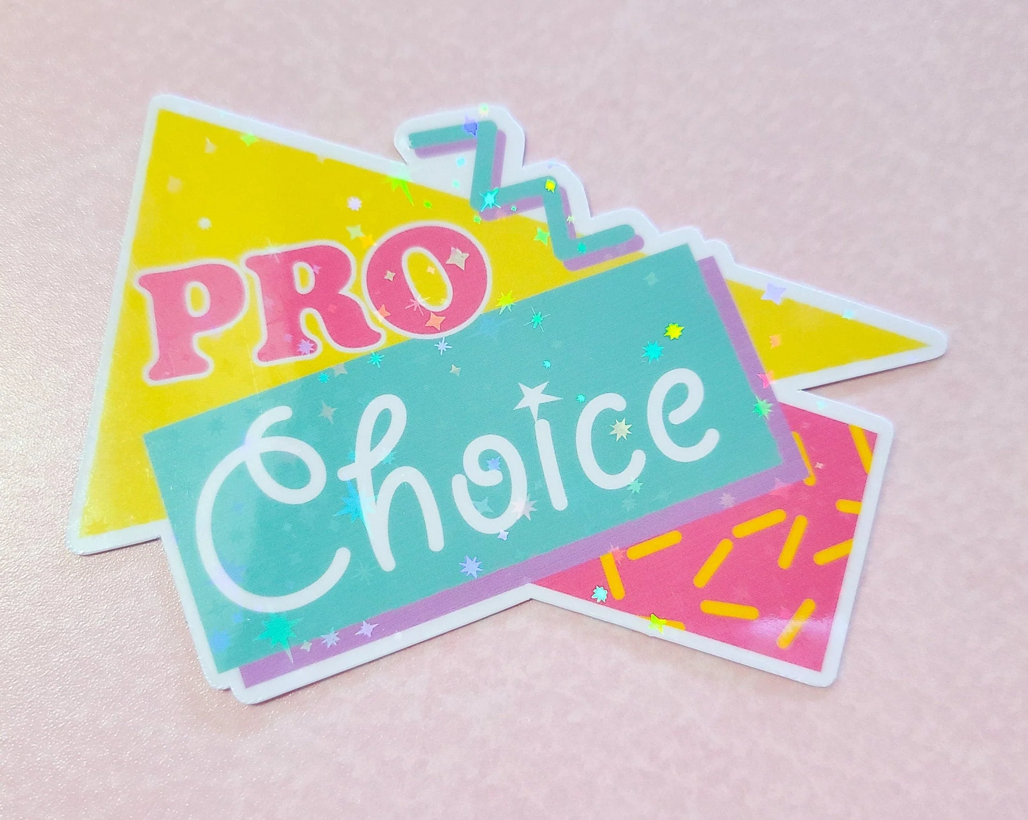 90s Pro Choice Holographic Sticker, 3.25x2.25 in. - Image 5