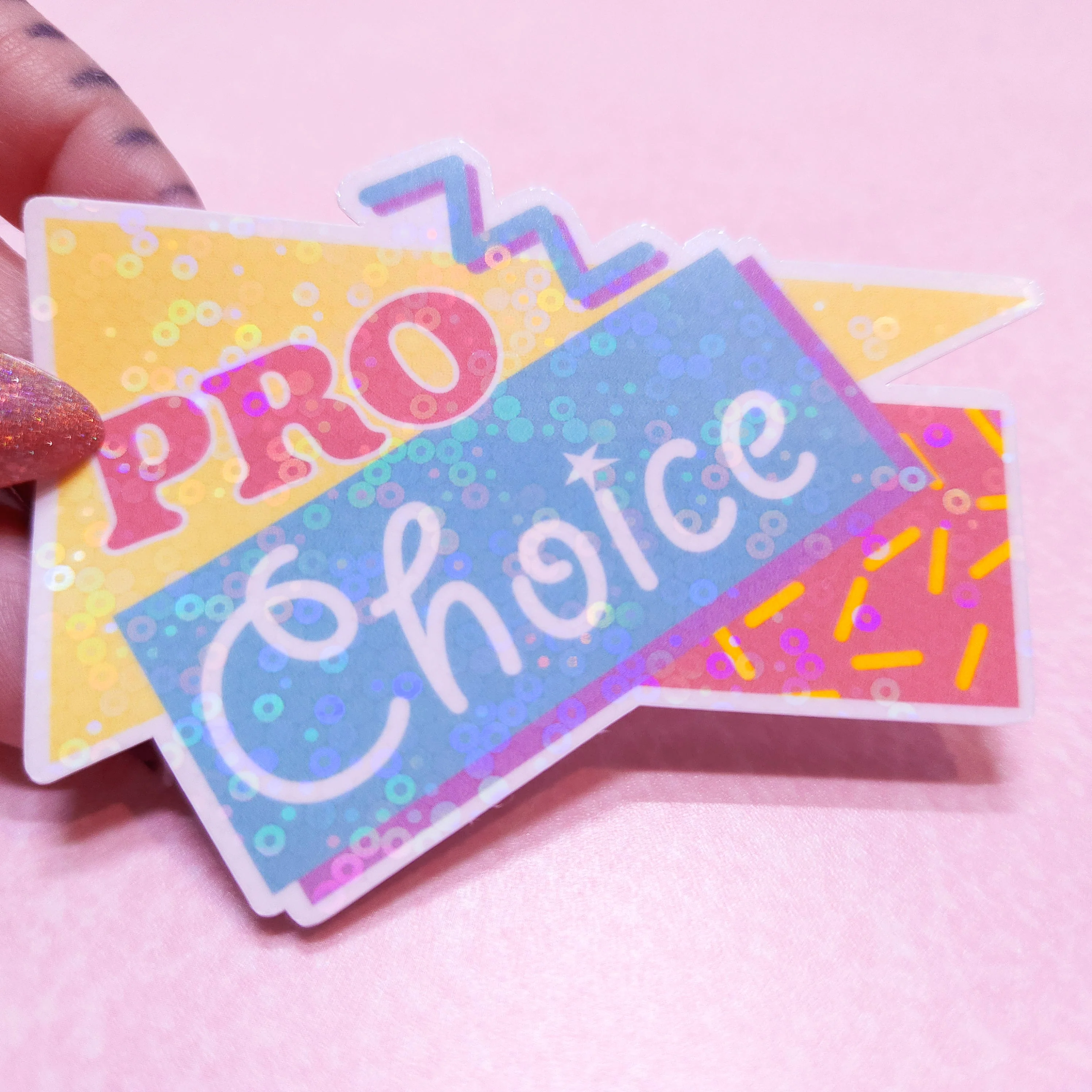 90s Pro Choice Holographic Sticker, 3.25x2.25 in. - Image 6
